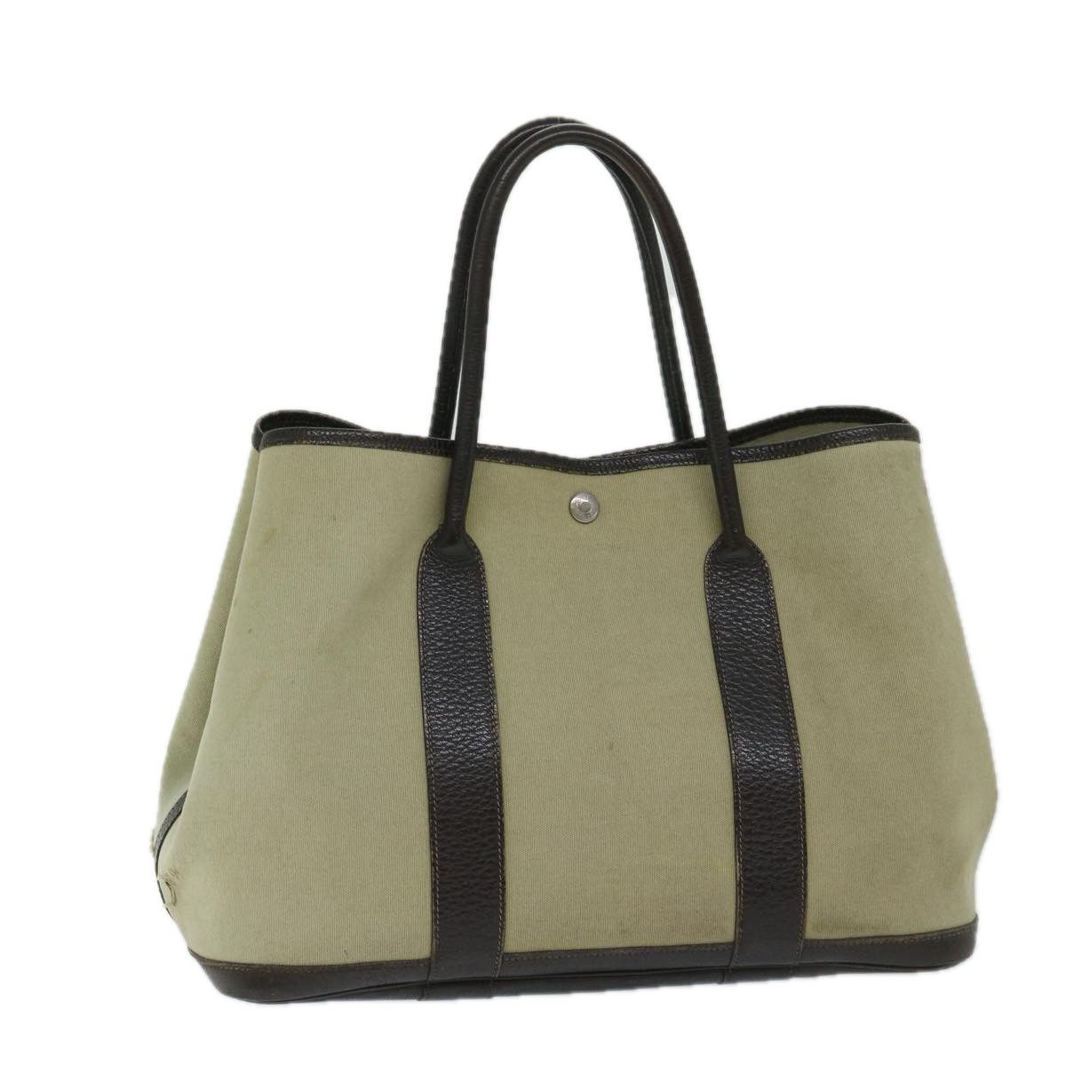image of Hermes Garden Party Pm Hand Bag Canvas Beige Auth Bs12722, Women's