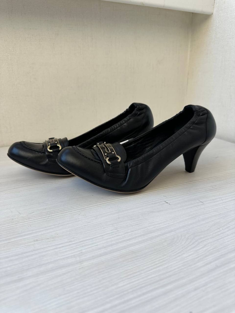 Bally × Leather Bally Black Leather Heeled Loafers Women’s Made in Italy Size US 5.5 / IT 35.5 - 1 Thumbnail