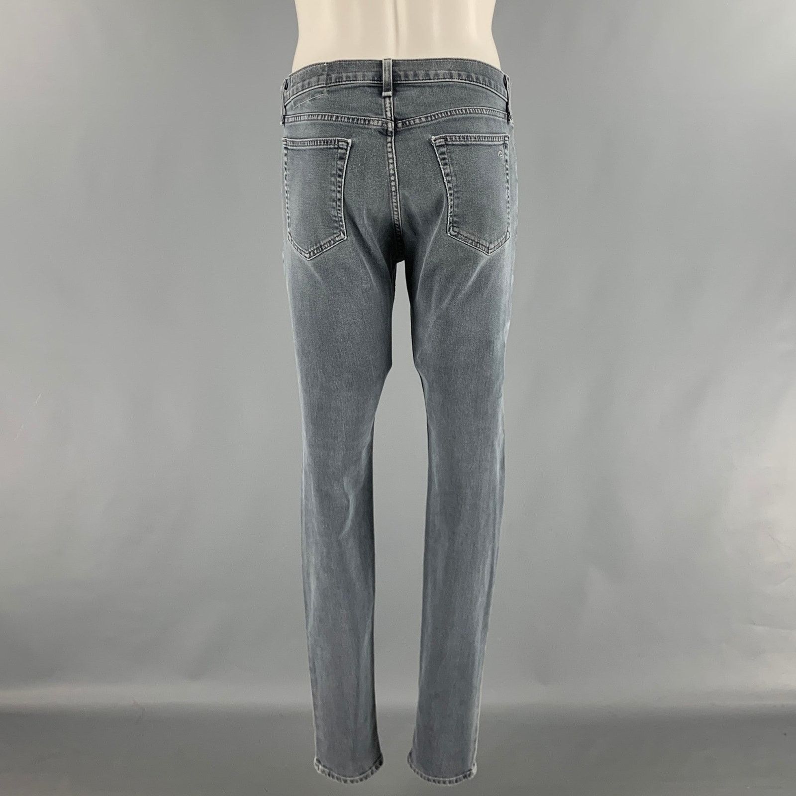 Rag & Bone RAG & BONE 31 Grey Cotton Polyurethane Slim Button Fly Jeans Size US 31 - 3 Thumbnail
