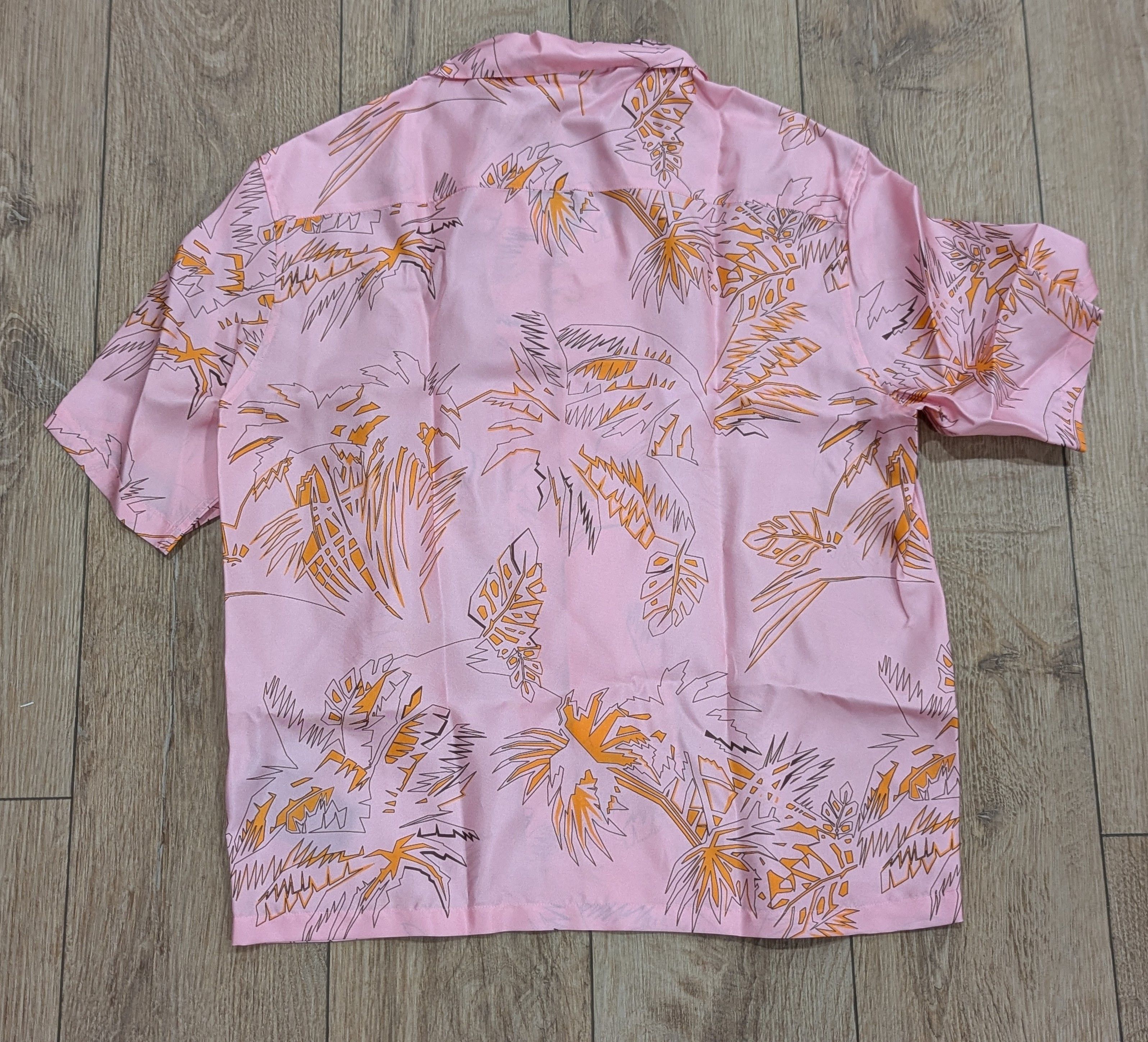 Palm Angels PALM ANGELS Palm Print Silk Button Up Shirt Pink/Gold 48 Size US M / EU 48-50 / 2 - 4 Thumbnail