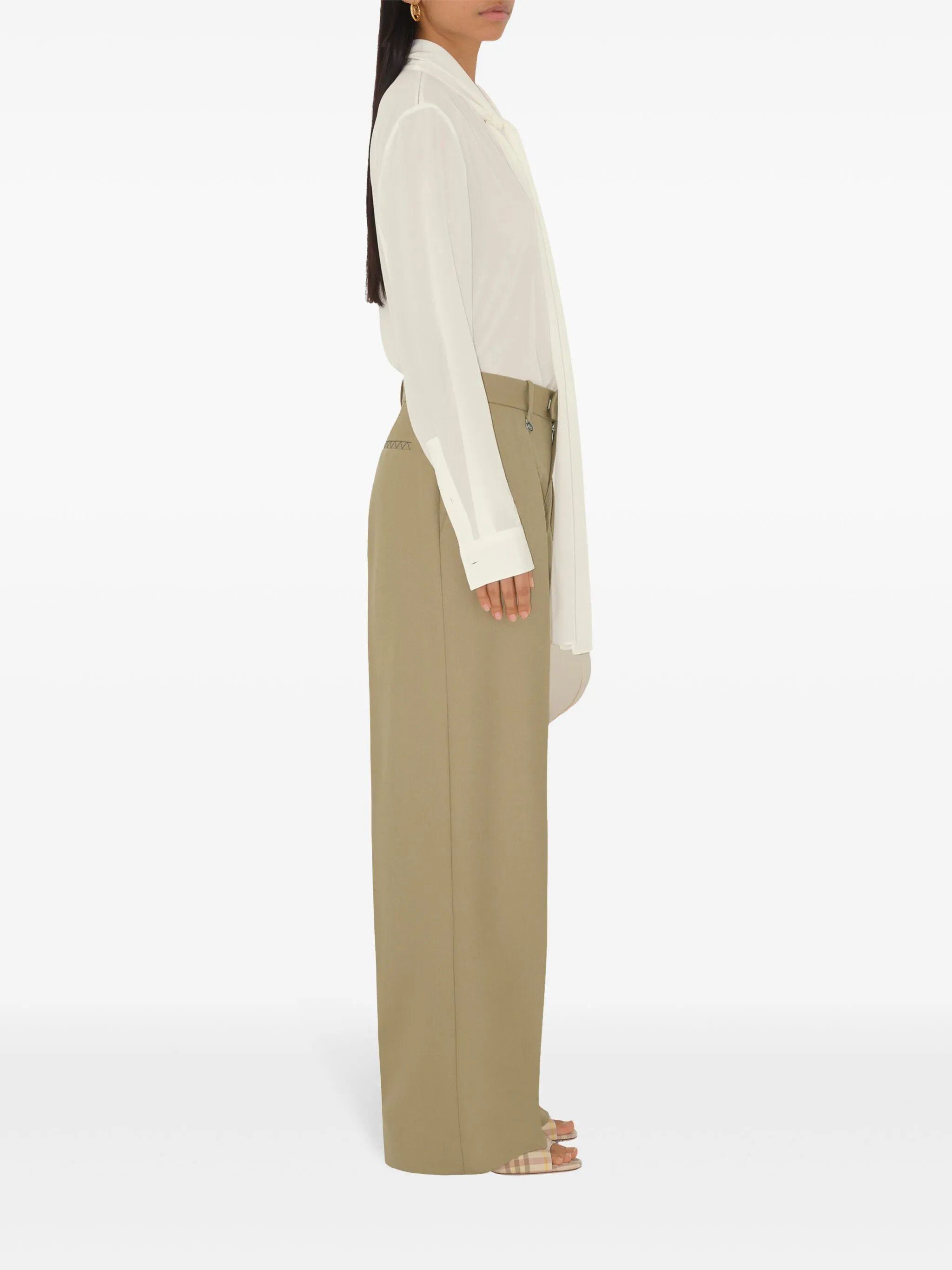 Burberry o1w1db10426 Wool Tailored Trousers in Beige Size 27" / US 4 / IT 40 - 3 Thumbnail