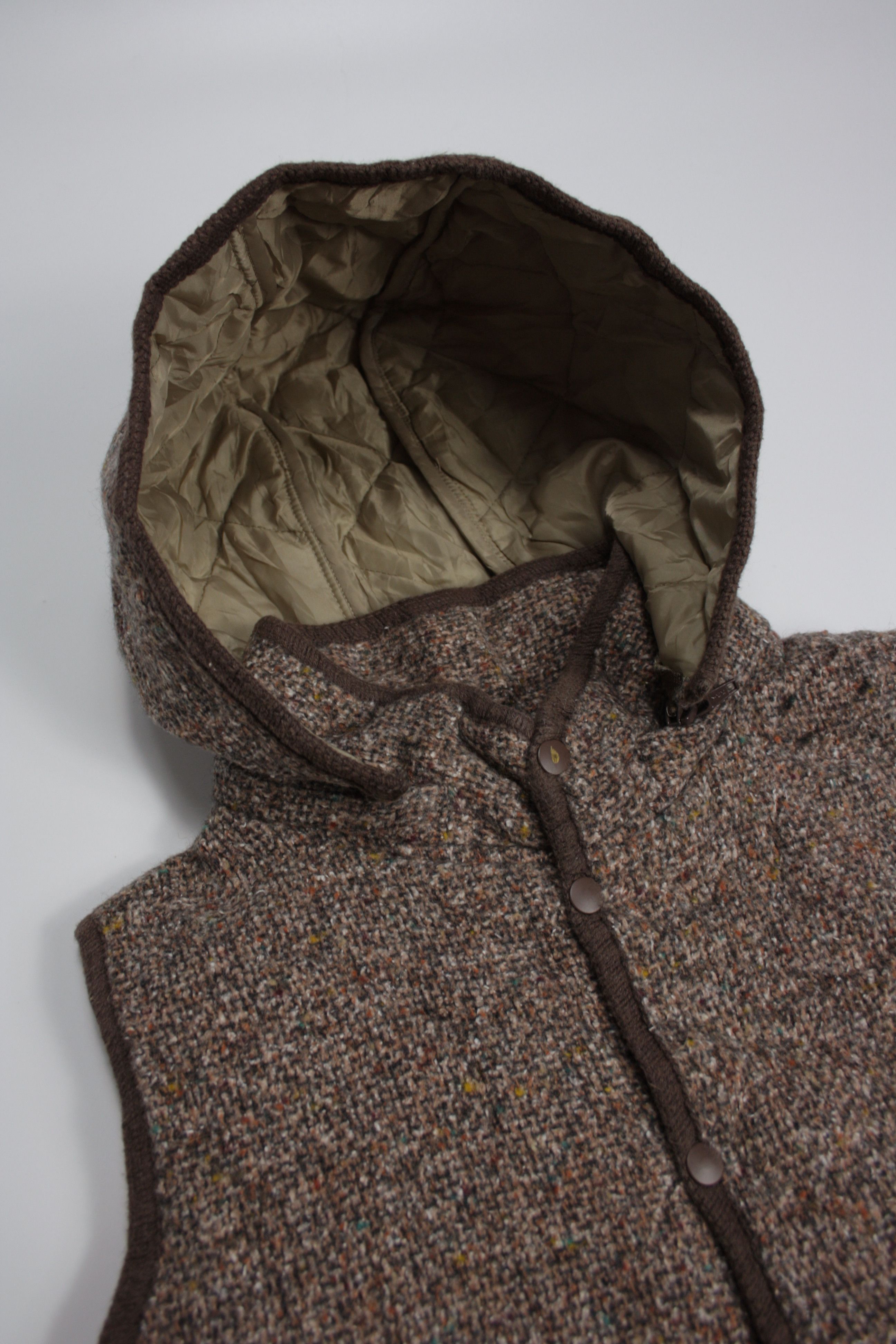 Global Work × Japanese Brand Shuca Global Work Woven Wool Blend Hooded Padded Vest Size L / US 10 / IT 46 - 3 Thumbnail