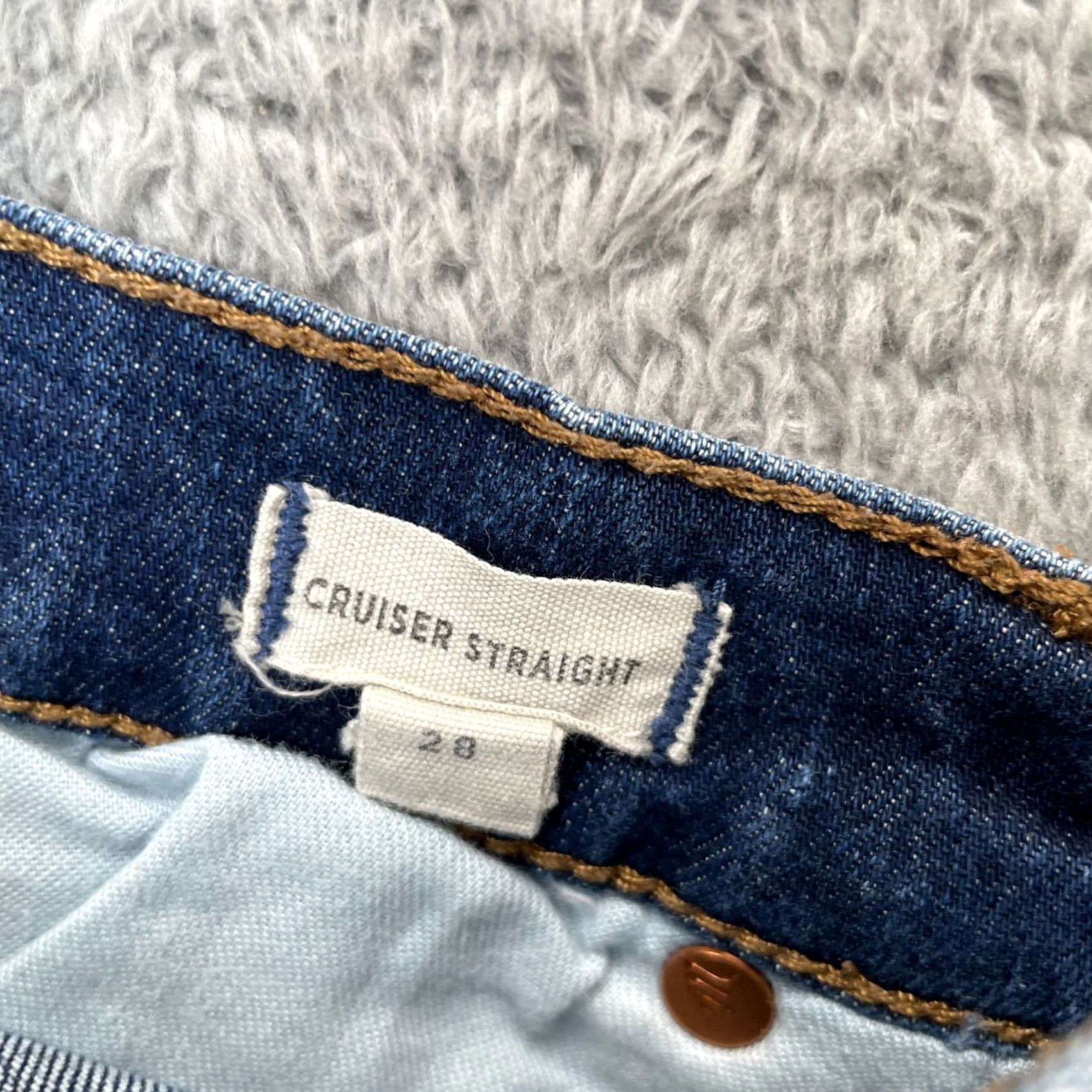 Madewell Madewell Jeans Womens 28 Blue Cruiser Straight Leg Whiskered Denim Logo Mid Rise Shirt? Size 28" / US 6 / IT 42 - 4 Thumbnail