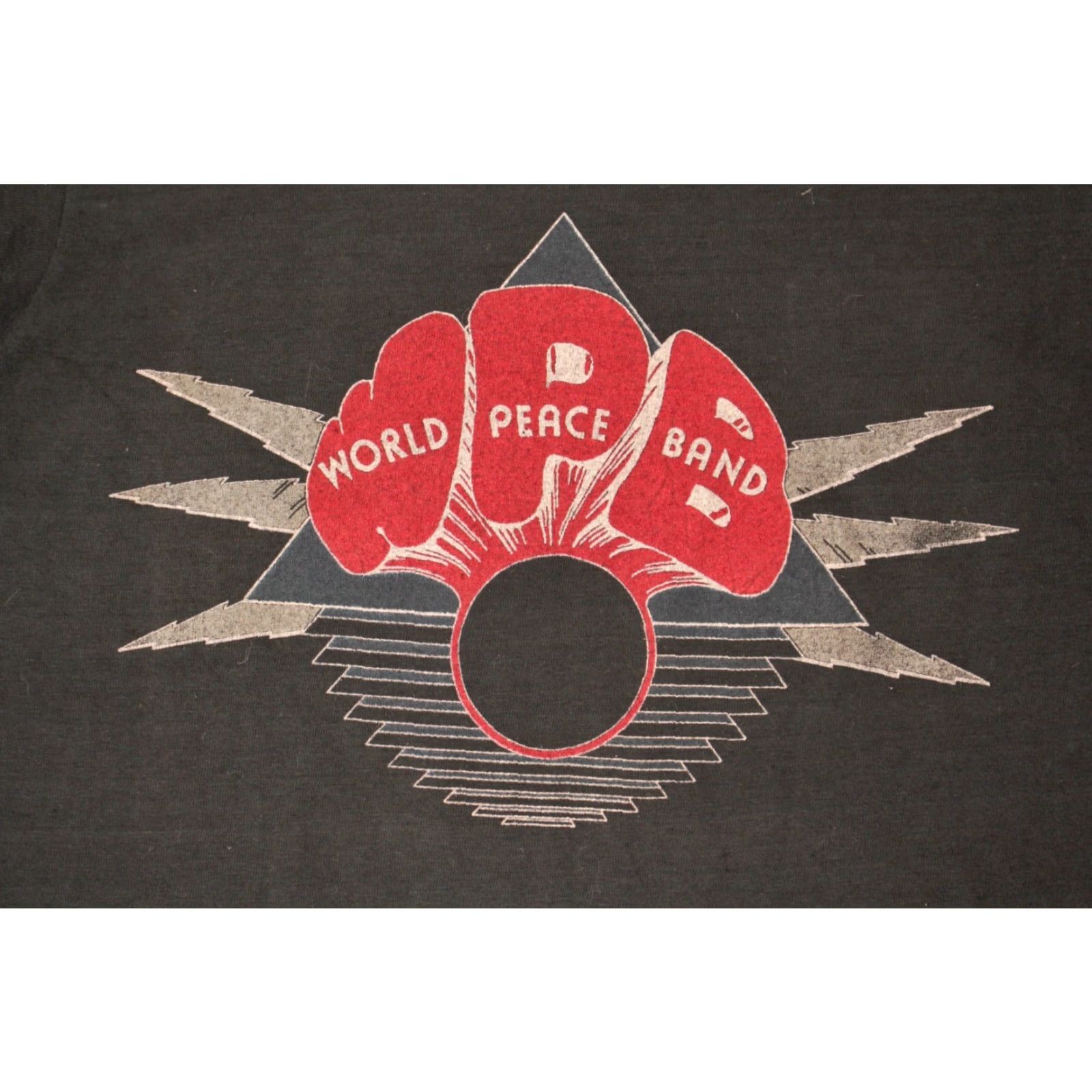 Vintage VINTAGE Screen Stars World Peace Band TShirt Mens Graphic Tee 1980s Black XS S 34" Chest WSWPB Band Theme Mens Size US S / EU 44-46 / 1 - 3 Thumbnail