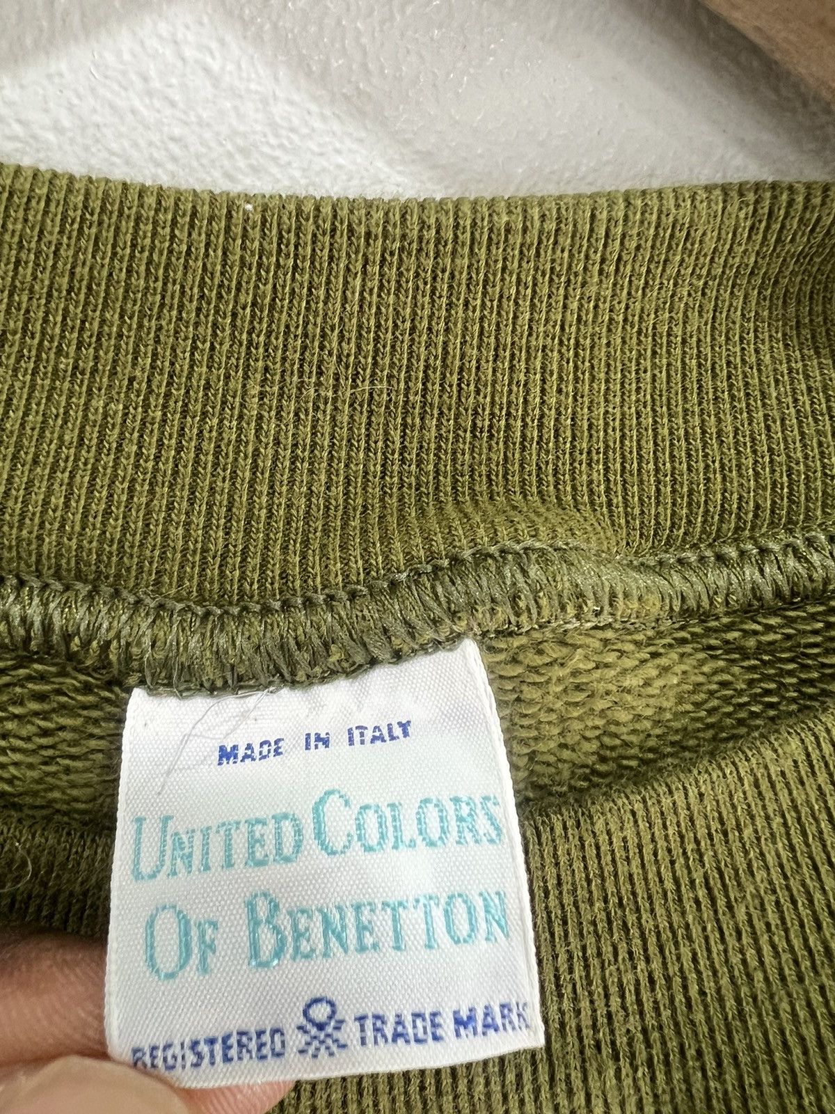Benetton × Vintage Vintage Benetton Olive Green Sweater Spellout Size US XS / EU 42 / 0 - 4 Thumbnail