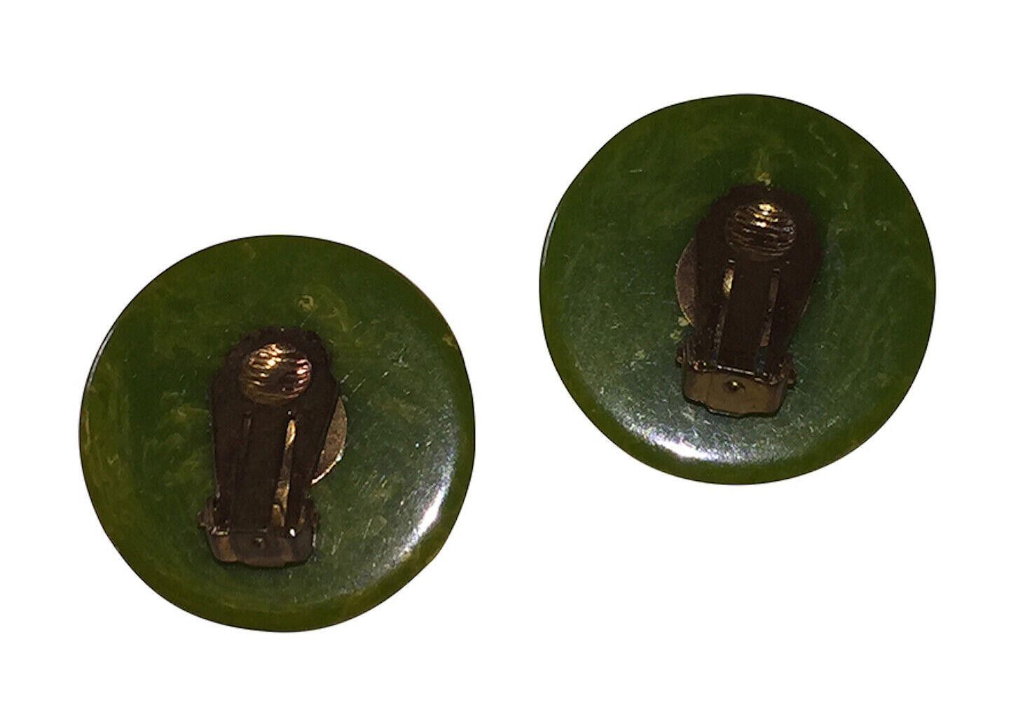 Designer Green Swirl Round Bakelite Earrings Size ONE SIZE - 4 Thumbnail