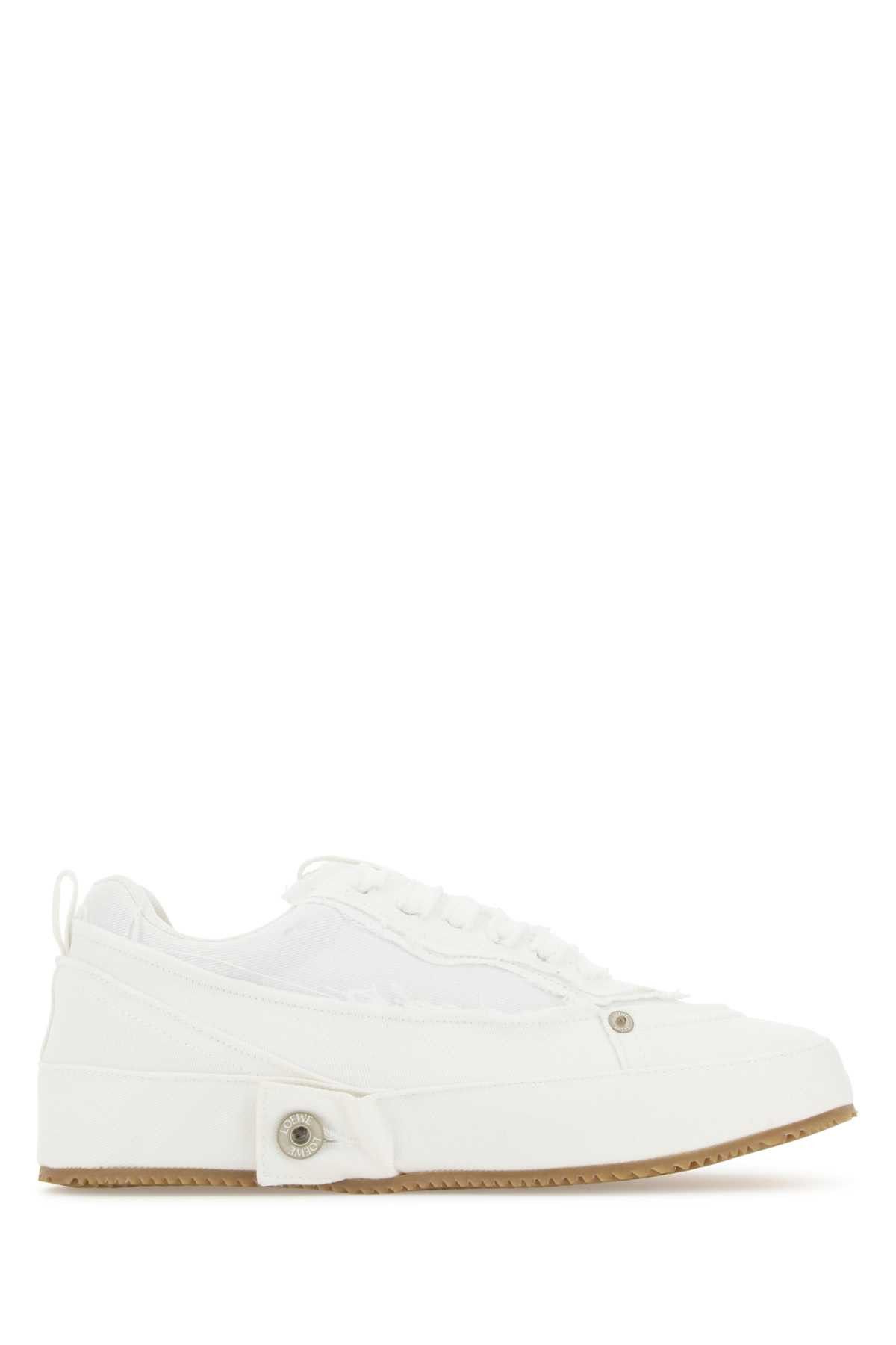 image of Loewe White Denim Deconstructed Sneakers, Men's (Size 7)