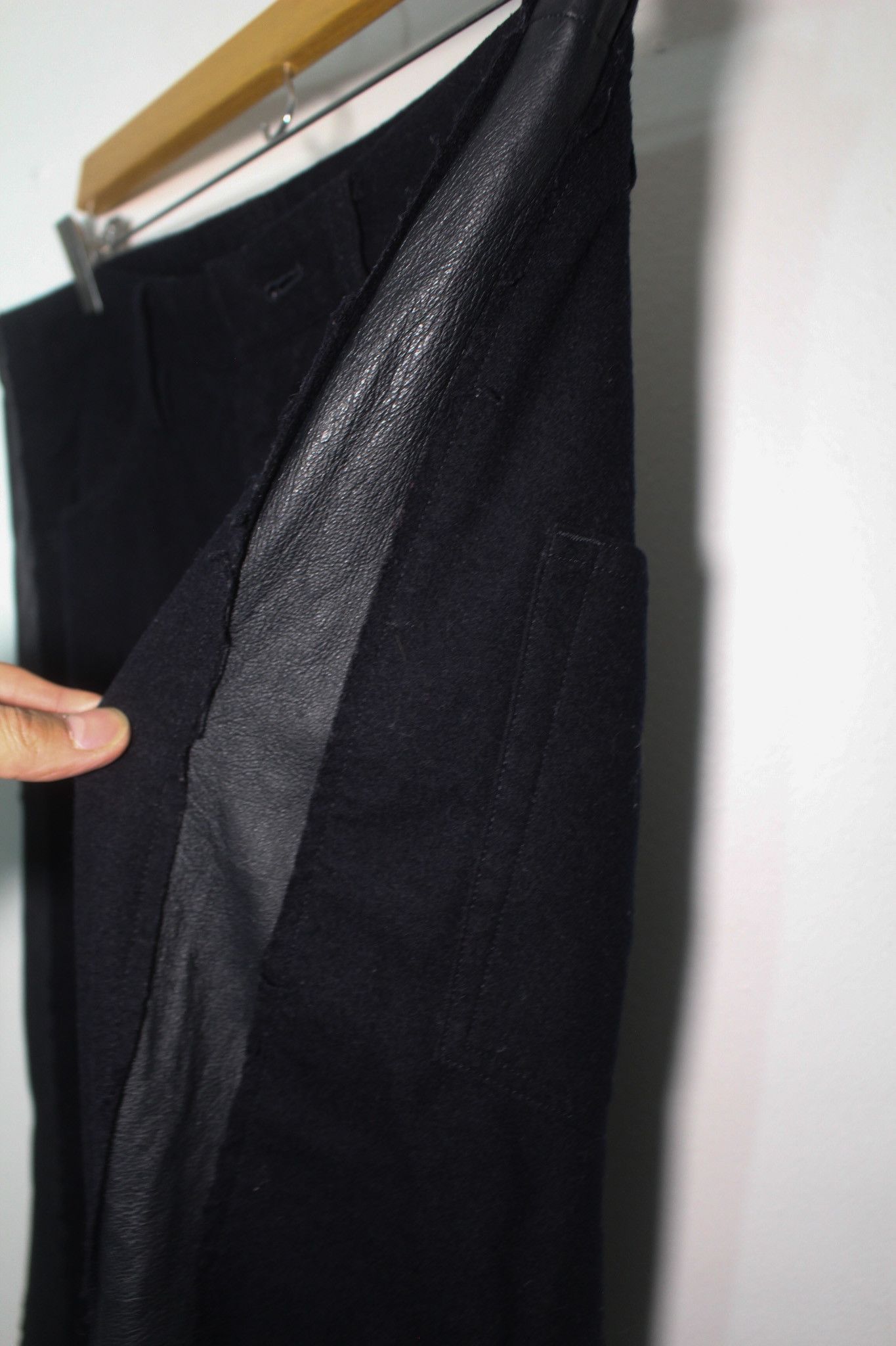 Yohji Yamamoto Y's Wool Sheepskin Leather Trim Pants/Trousers Size US 32 / EU 48 - 2 Thumbnail