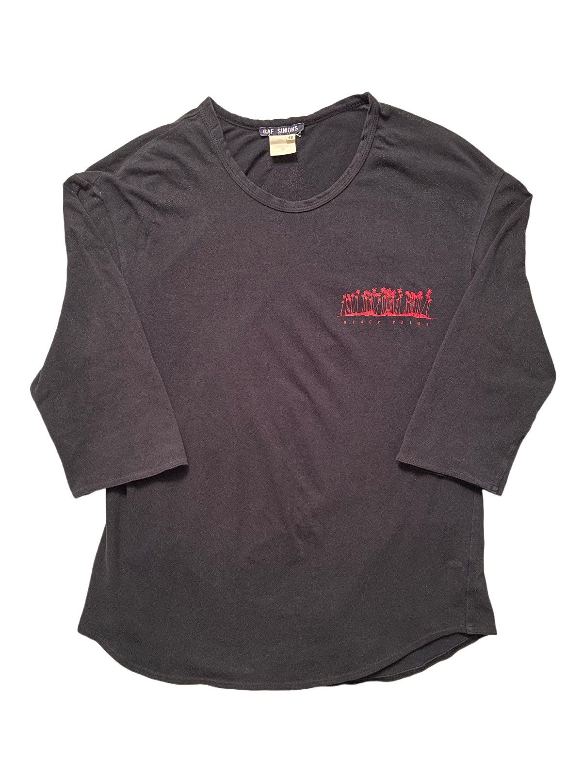 image of Raf Simons Asymmetrical Black Palms Shirt, Men's (Size Medium)