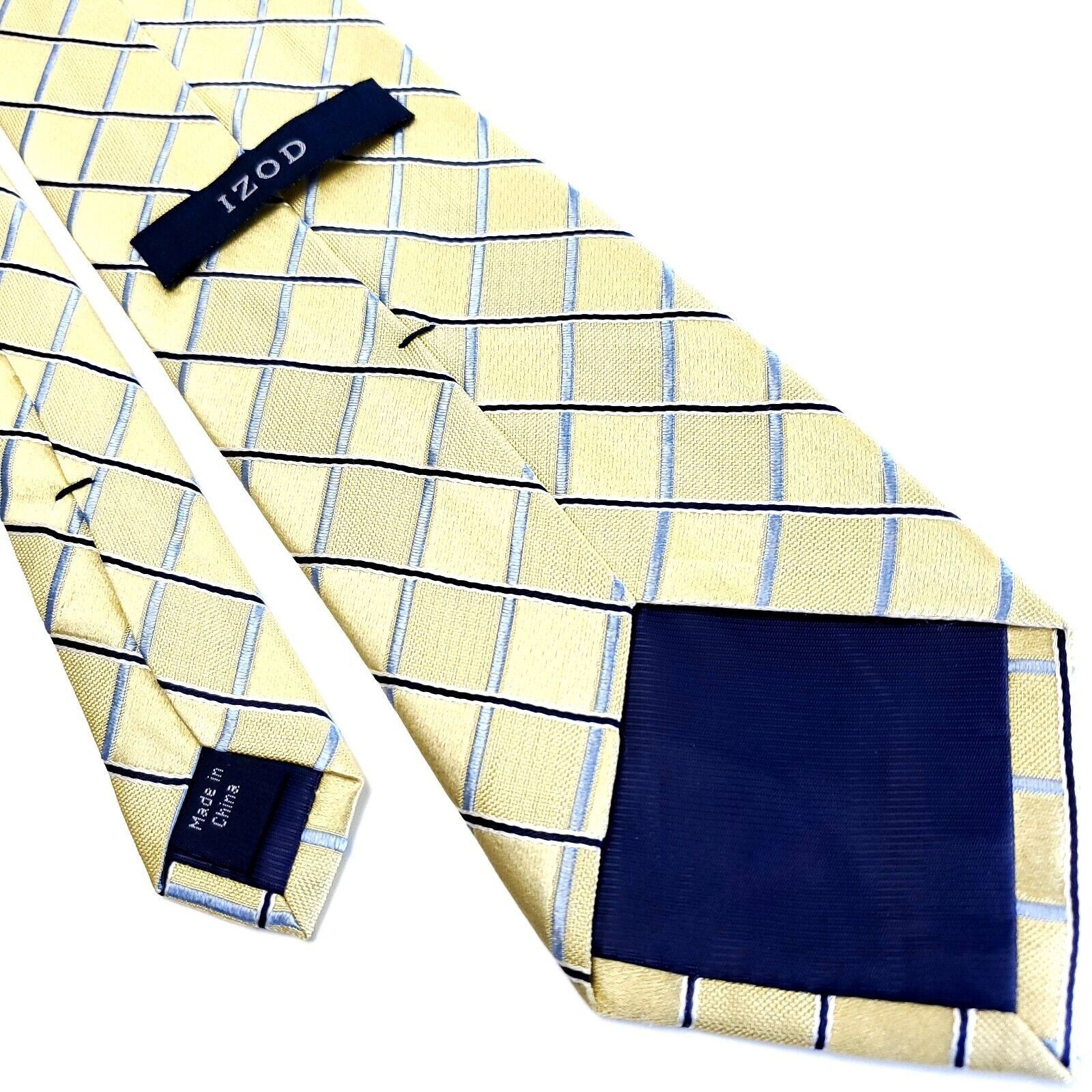 Izod IZOD Yellow Silk Tie Woven Check Size ONE SIZE - 3 Thumbnail