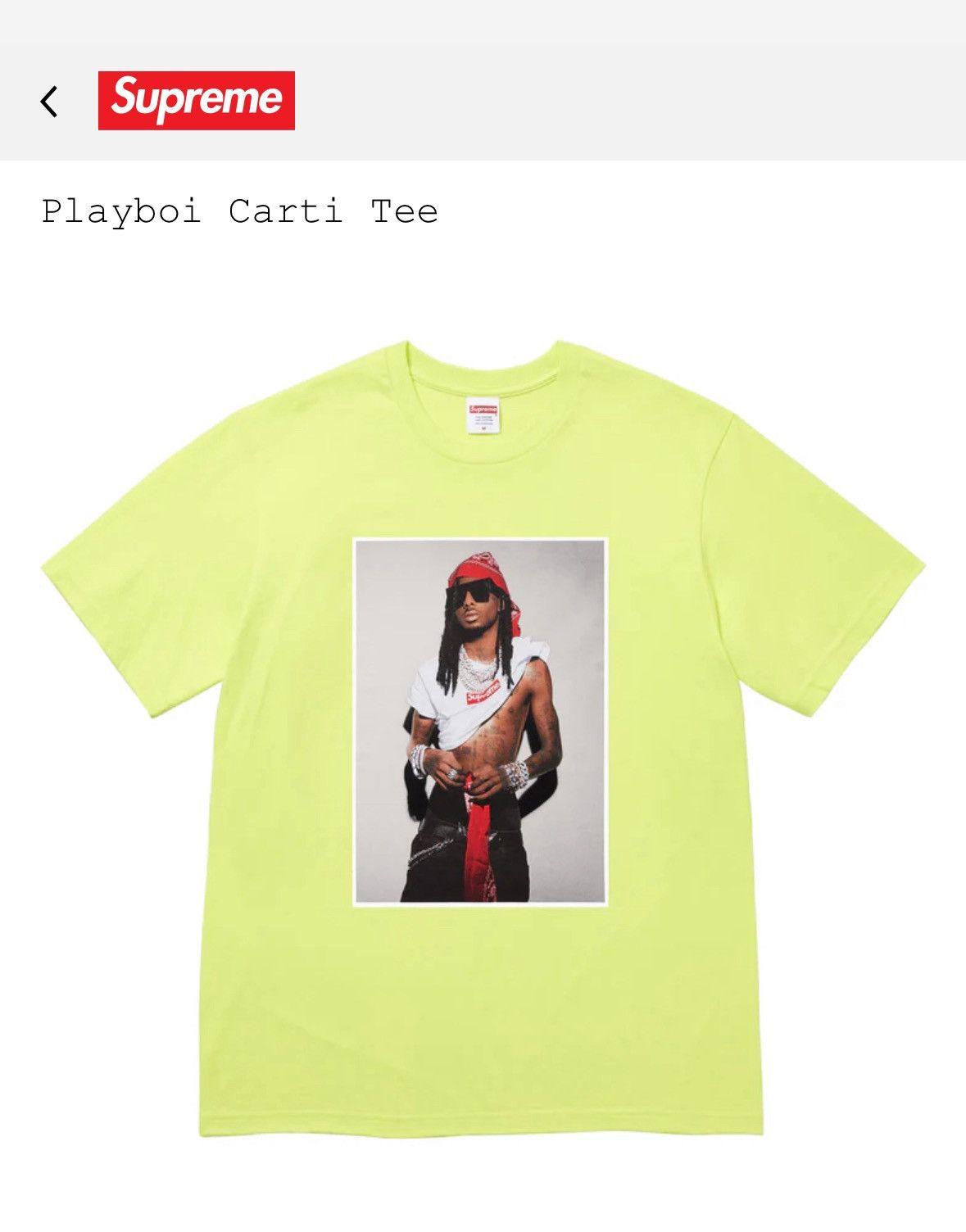 Supreme BRAND NEW PLAYBOICARTI X SUPREME TSHIRT PALE GREEN Size US S / EU 44-46 / 1 - 1 Thumbnail