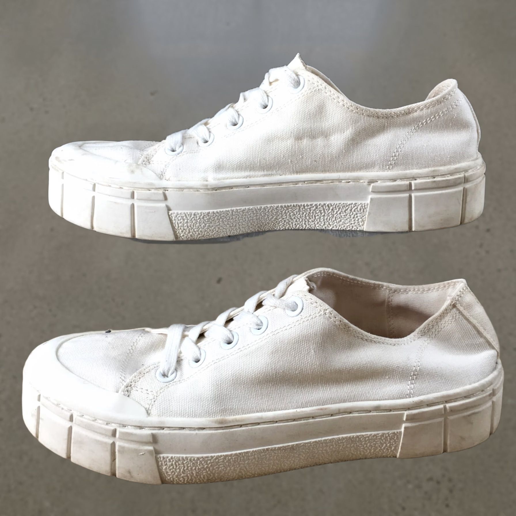 Vintage Mad Love Shoes Womens 10 Casual Sneakers White Fabric Lace Up Low Top Clothing Footwear Womens Sneakers"} Size L / US 10 / IT 46 - 1 Thumbnail