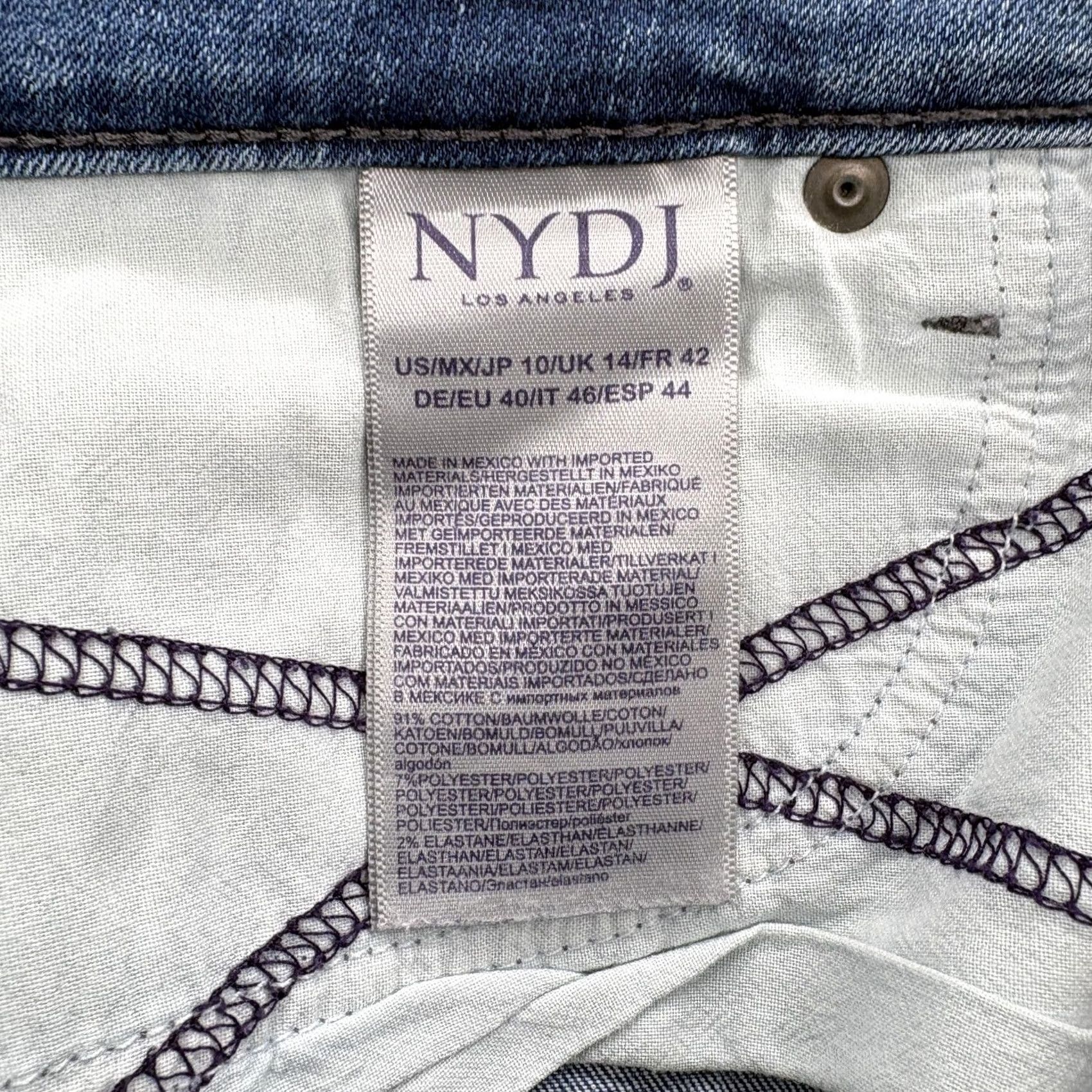 NYDJ NYDJ Jeans Womens 10 Blue Boyfriend Fit Floral Embroidered Mid Rise Lift Tuck Jeans Size 32" / US 10 / IT 46 - 5 Thumbnail