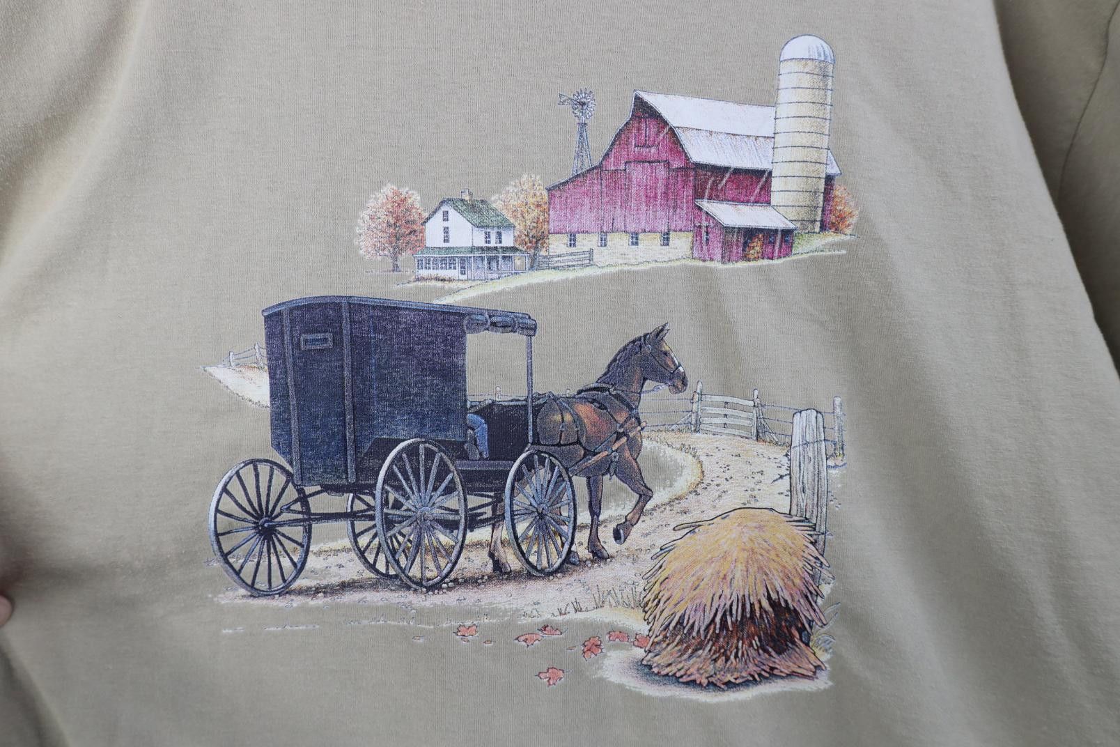 Fruit Of The Loom Vintage 90s Country Farmhouse Short Sleeve T-Shirt Beige Size XL / US 12-14 / IT 48-50 - 4 Thumbnail