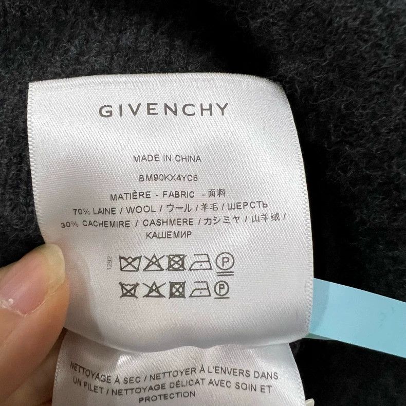 Givenchy Givenchy Black and Grey Embroidered Logo Knit Sweater, XXL Size US XXL / EU 58 / 5 - 4 Thumbnail