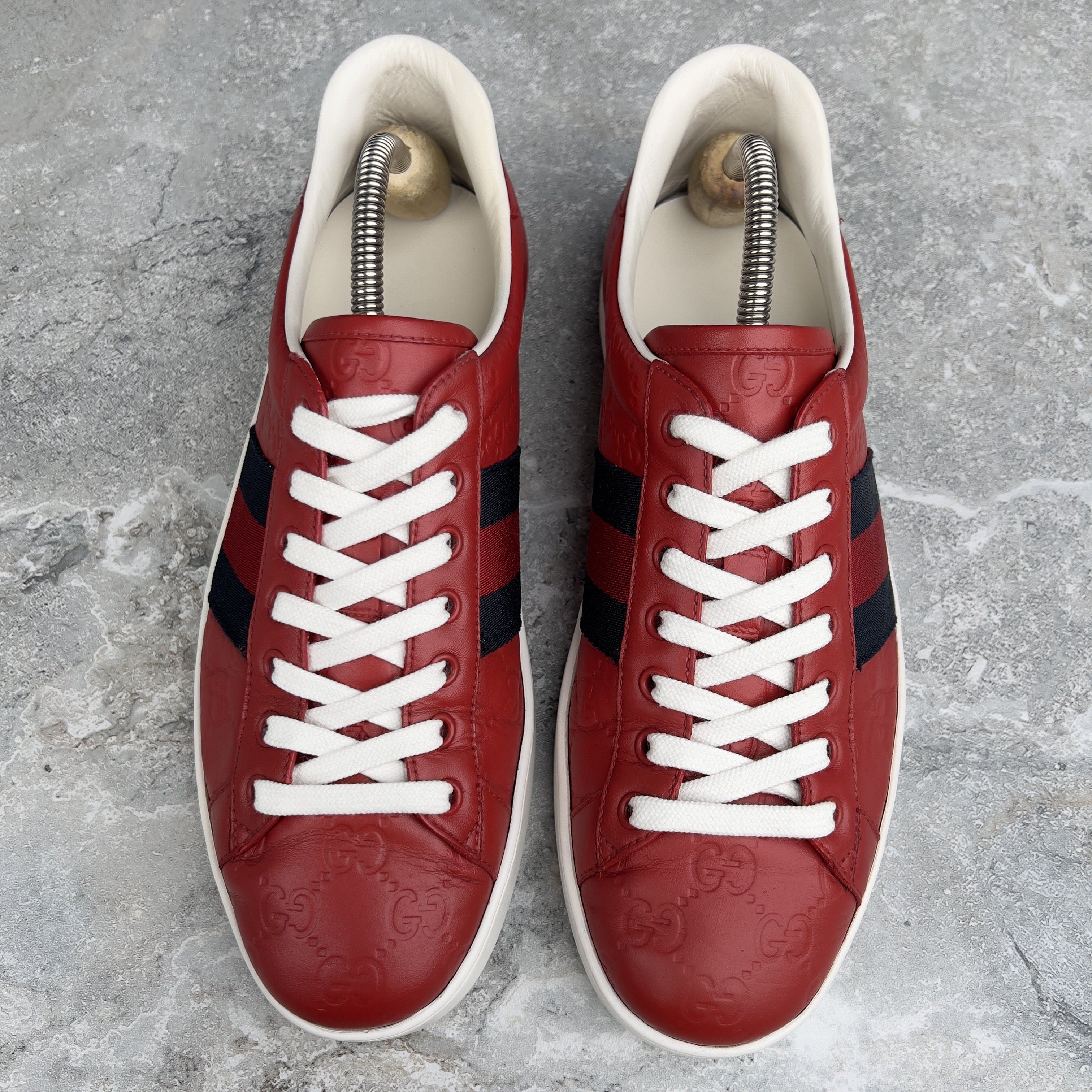 Gucci Gucci Ace Web GG Monogram Low Top Sneakers Leather Size US 8 / EU 41 - 2 Thumbnail