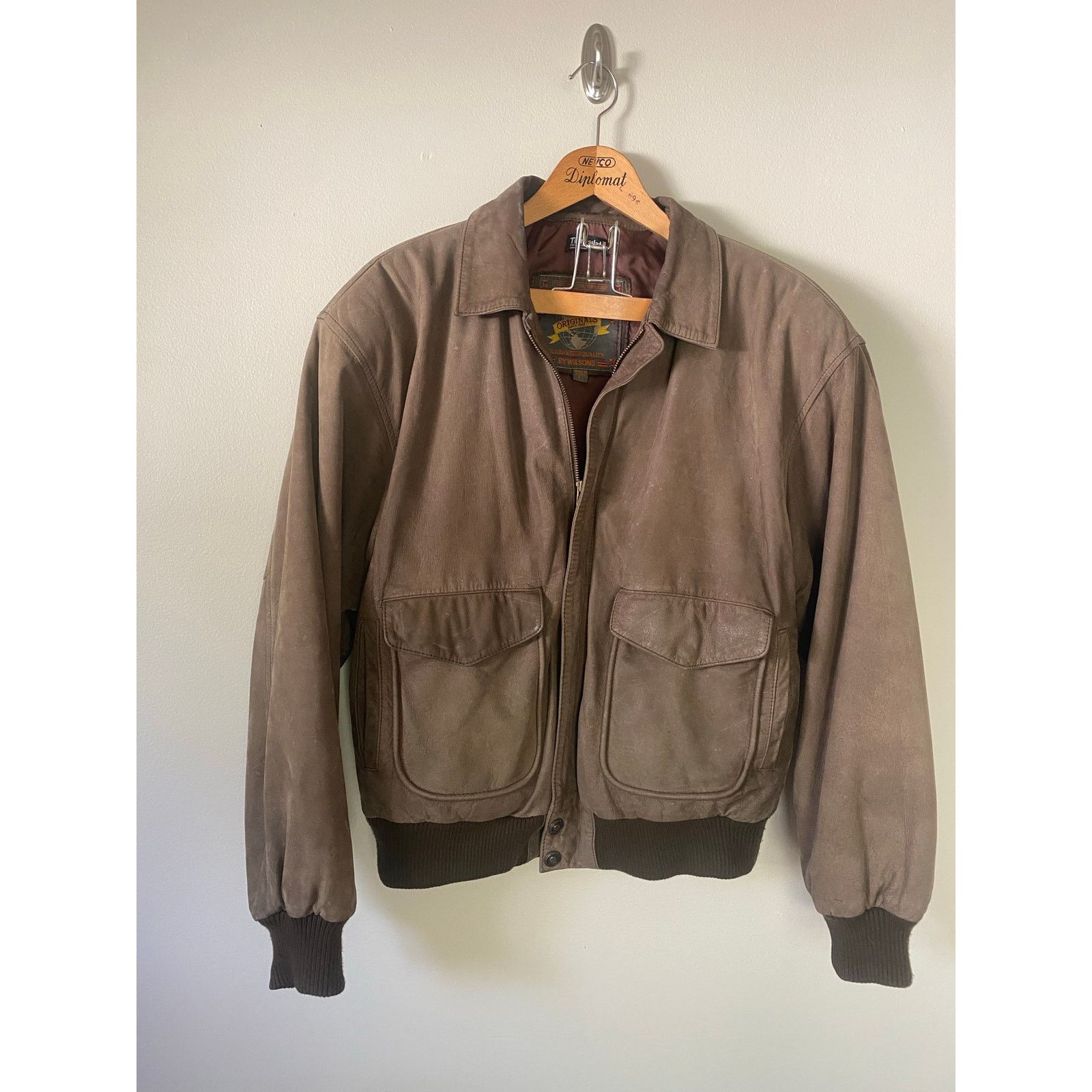 Vtg Wilson’s Leather Aventure Bound Bomber Brown Thinsulate