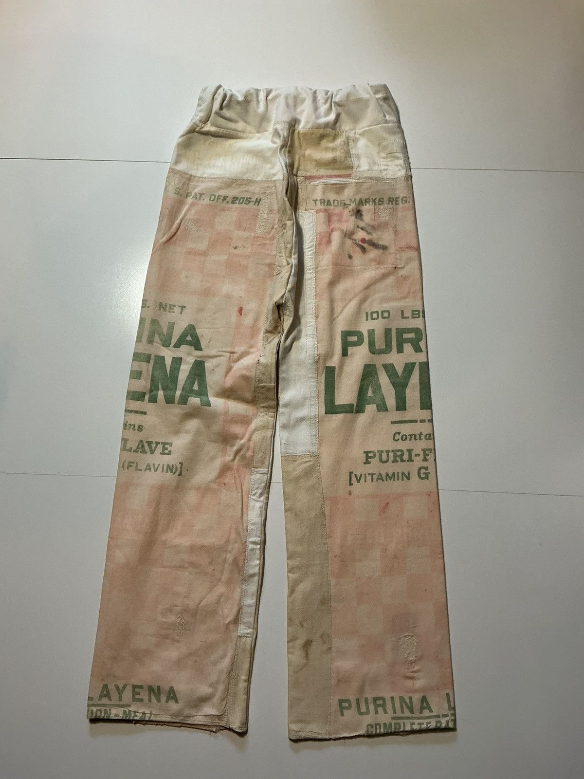 Vintage Vintage Purina Layena Feed Sack Patchwork OOAK Canvas Pants Size US 30 / EU 46 - 2 Thumbnail