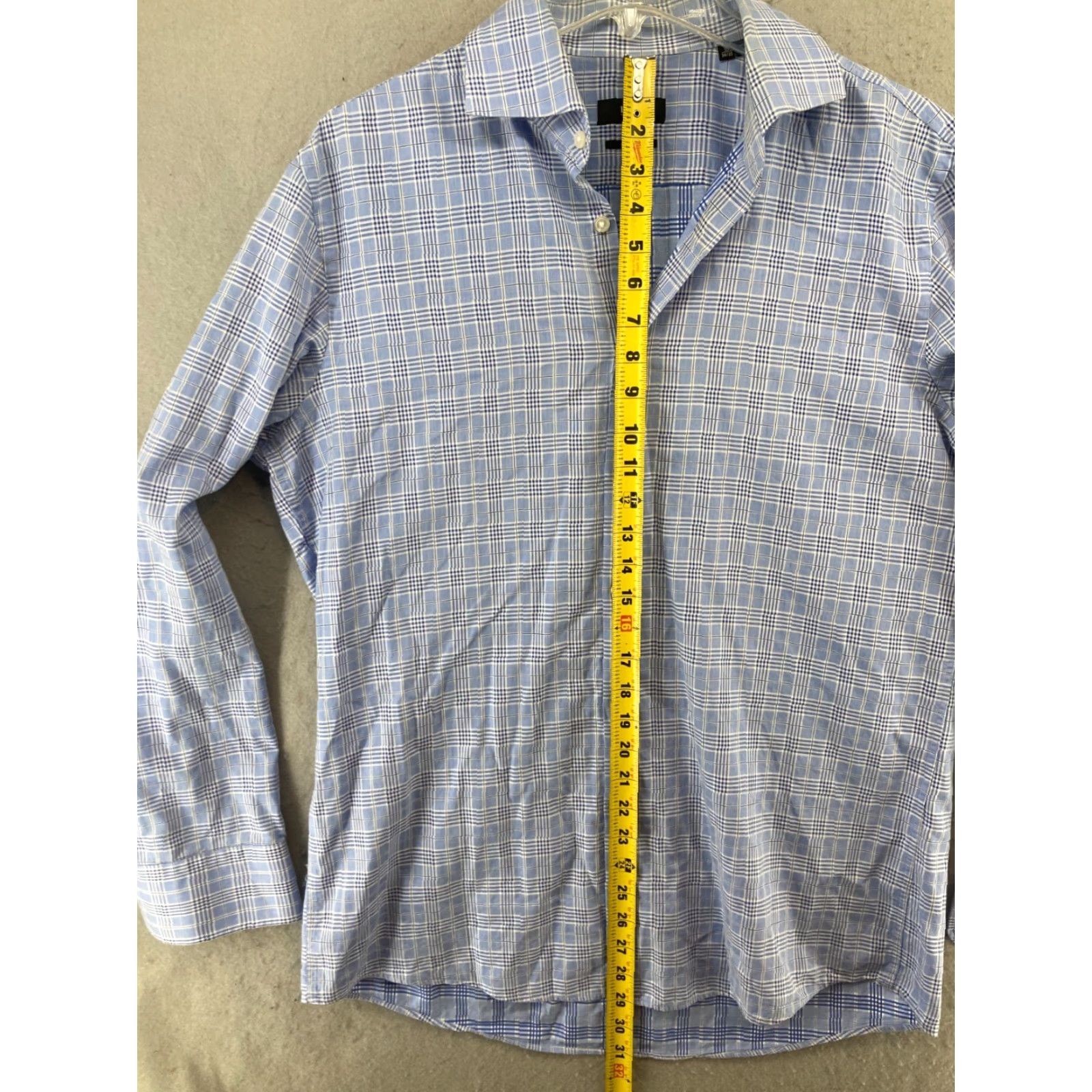 Hugo Boss VINTAGE Boss Hugo Boss Mens Shirt 16 Blue Plaid Long Sleeve Preppy Size US L / EU 52-54 / 3 - 3 Thumbnail
