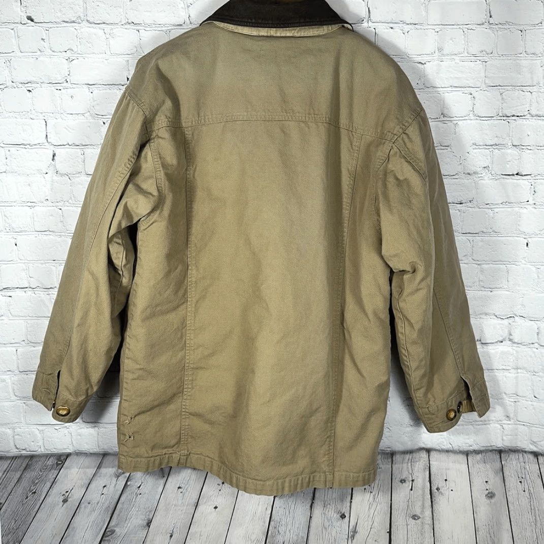 Vintage VINTAGE Sunny’s Basix Mens Canvas Insulated Barn Chore Coat Jacket Size Small S Tan Red Flannel Leather Collar Anorak Shirt Mens Size US S / EU 44-46 / 1 - 6 Thumbnail