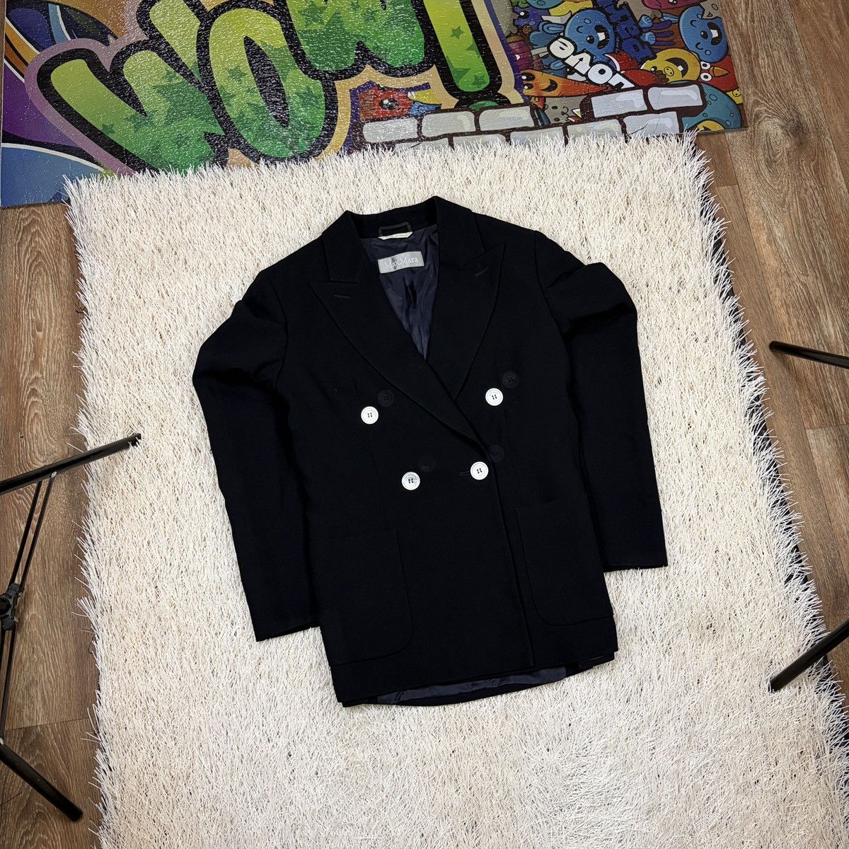 Max Mara Max Mara Wool Double Breasted Blazer black jacket size 42 M Size M / US 6-8 / IT 42-44 - 1 Thumbnail