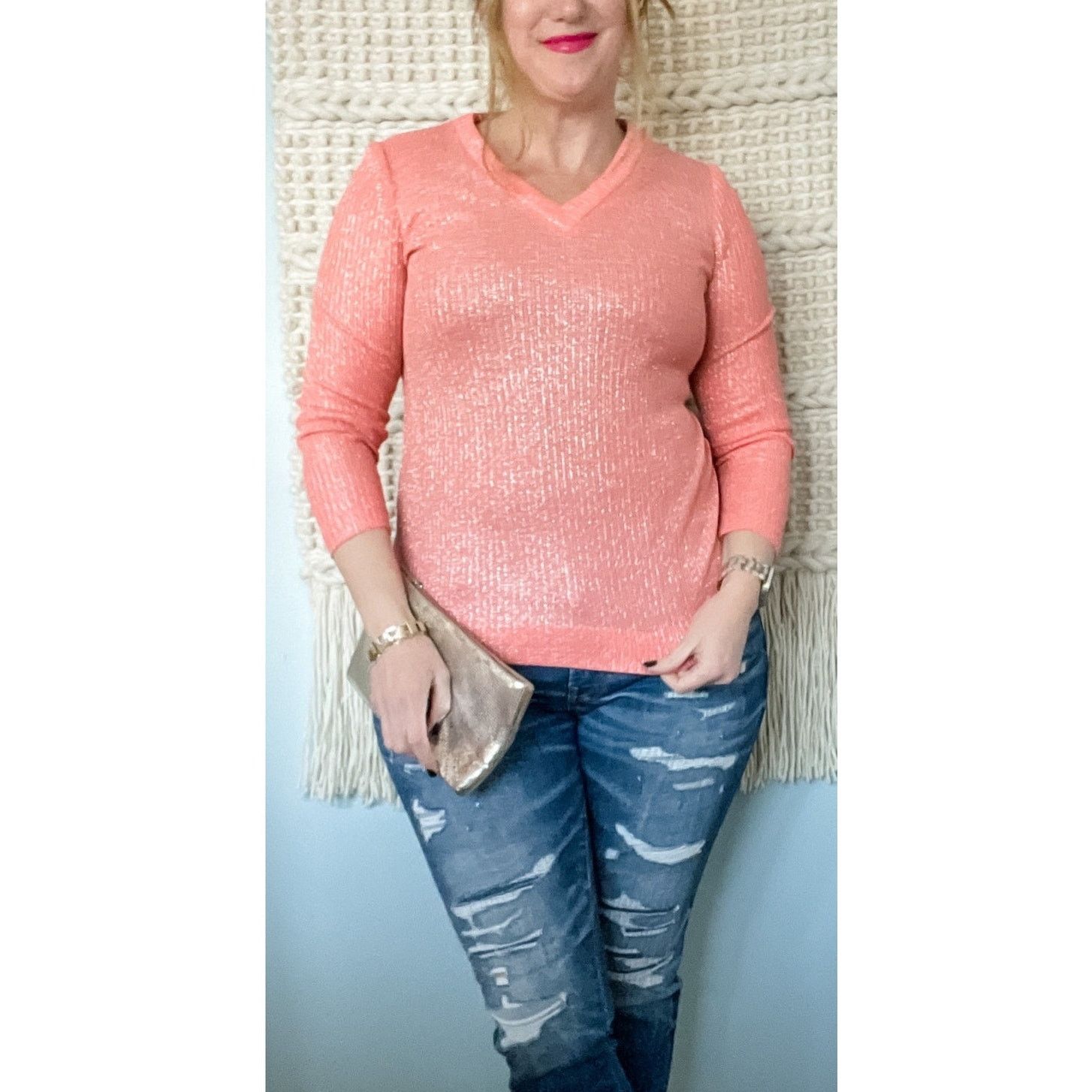 Vintage Vintage 60s L’Aiglon V-neck zip back sparkle top blouse Size M / US 6-8 / IT 42-44 - 9 Thumbnail