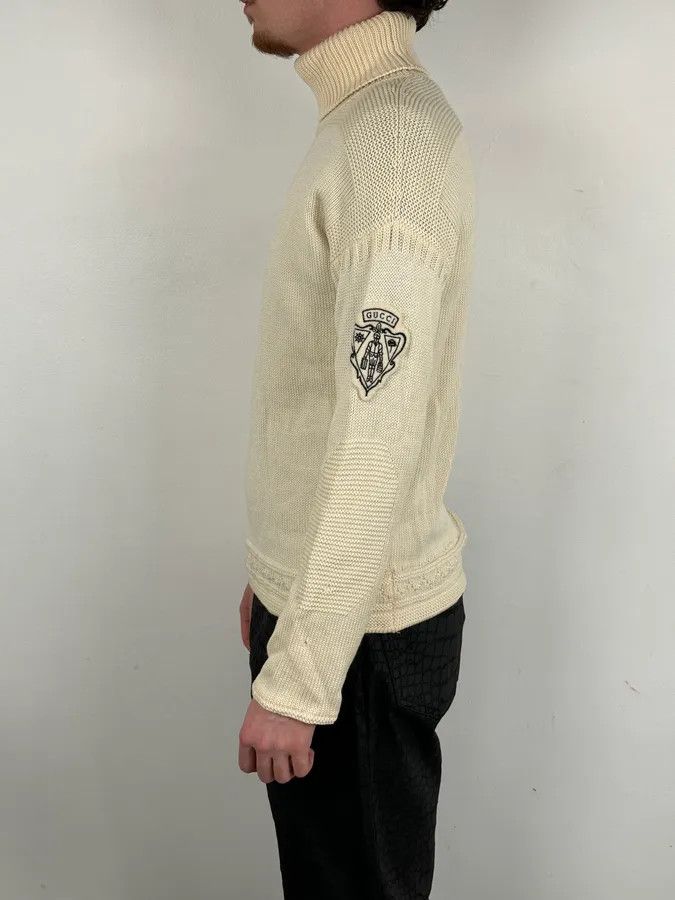 Gucci Gucci Wool Creamy White Signature Turtleneck Size US M / EU 48-50 / 2 - 2 Thumbnail
