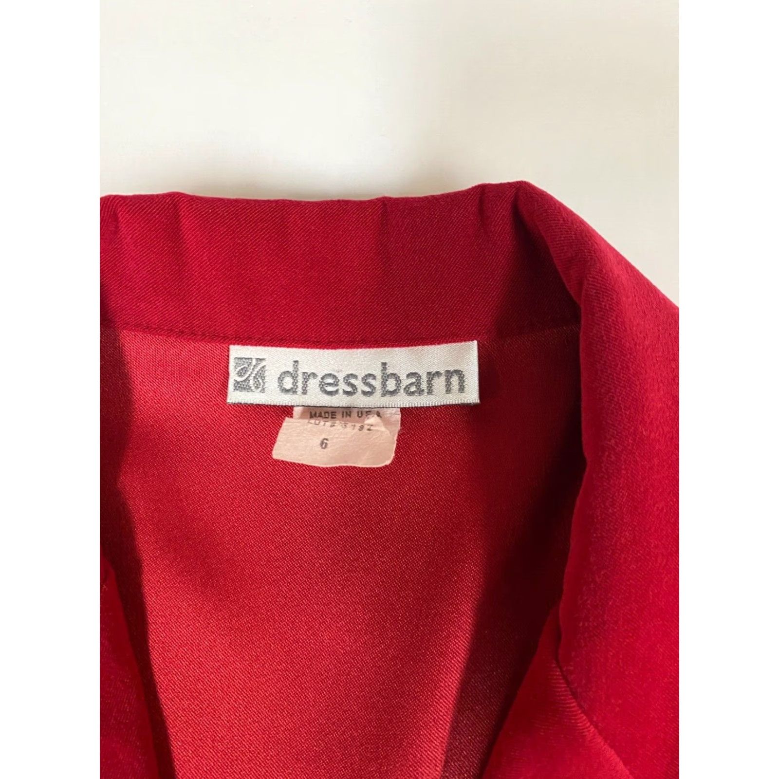 Vintage Dressbarn Womens Blazer 6 Red Four-Button Jacket Notch Lapel Wool Blend Single-Breasted Modern Tuxedo Business Casual Fall Winter Womens Size 6 Red Size M / US 6-8 / IT 42-44 - 4 Thumbnail