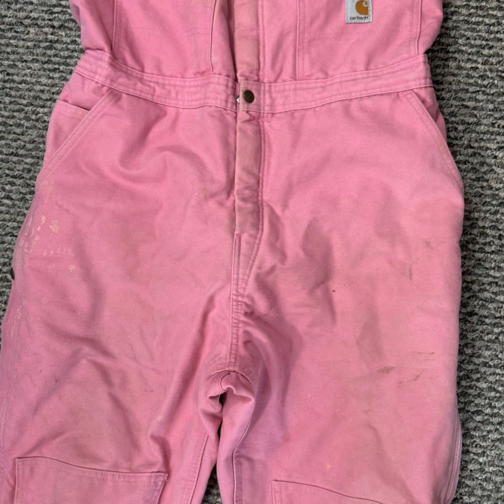 Carhartt Carhartt Overalls Women’s 16/32 Pink Insulated Duck Canvas Double Knee Bib Workwear Distressed Quilt Lined Vintage No Size 38" / US 16 / IT 52 - 3 Thumbnail