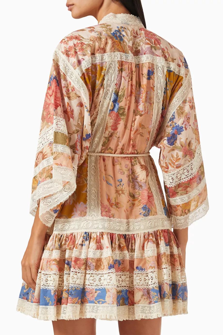 Zimmermann o1s22i1n1024 Lace Trimmed Cotton Mini Dress in Multicolor Size M / US 6-8 / IT 42-44 - 3 Thumbnail