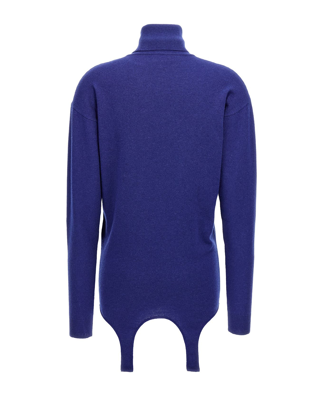 Saint Laurent Paris o1y0126 Turtleneck Cashmere Blend Sweater in Blue Size L / US 10 / IT 46 - 2 Thumbnail