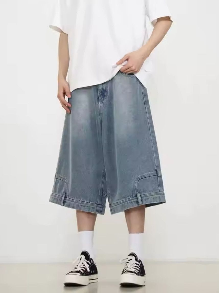 Jean Retro Waist Reversed Washed Shorts Jean Size US 31 - 2 Thumbnail