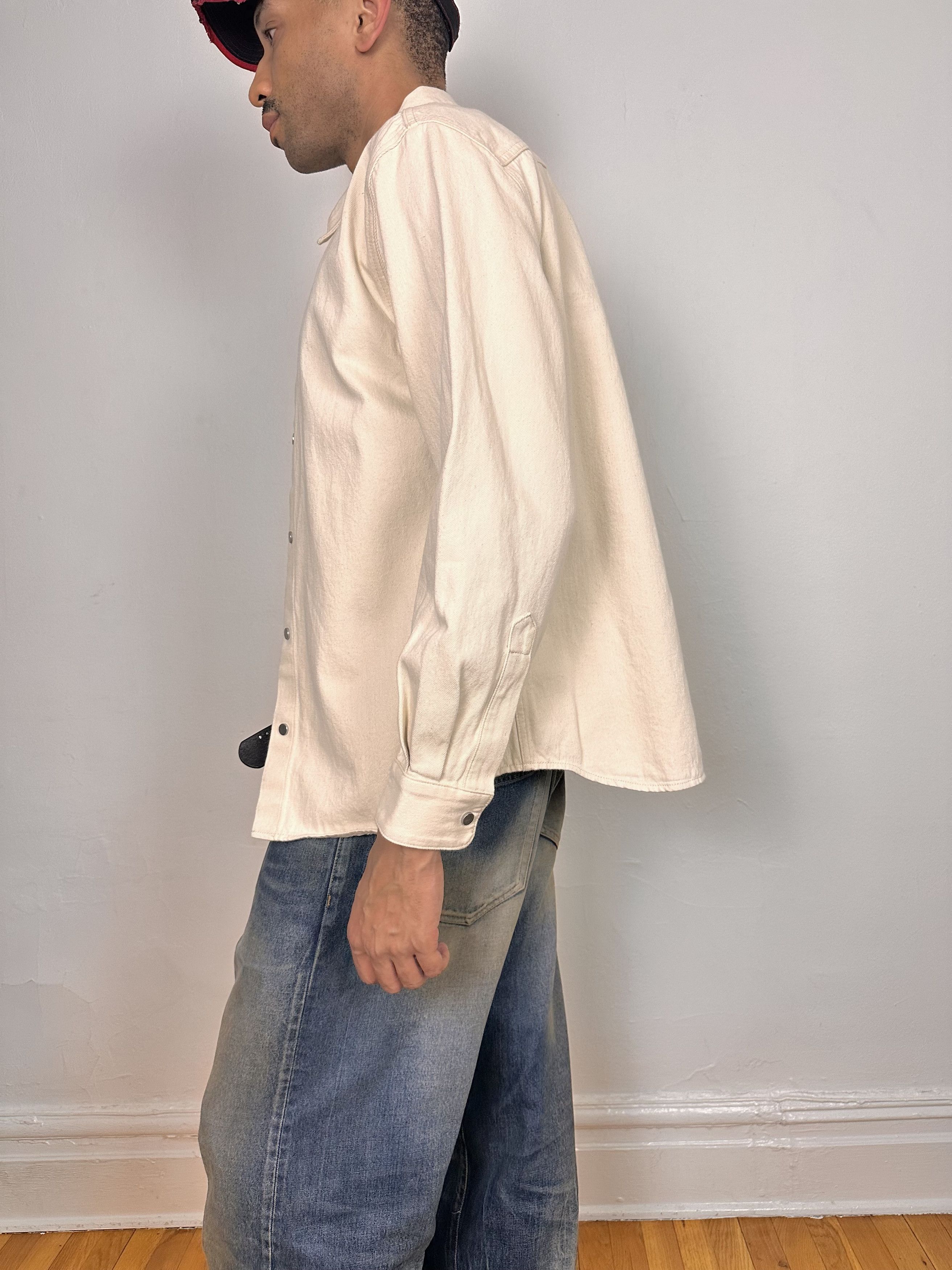Helmut Lang New Helmut Lang Creme Denim Shirt - Large Size US L / EU 52-54 / 3 - 5 Thumbnail