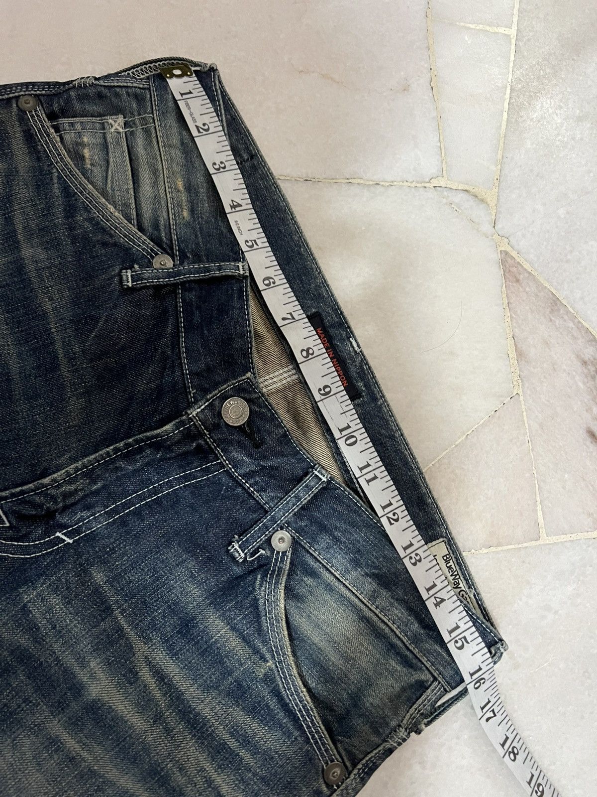 If Six Was Nine × Japan Blue 🌈90’s Blue Way Distressed Mud Wash Jean Made In Nippon Size US 31 - 13 Thumbnail