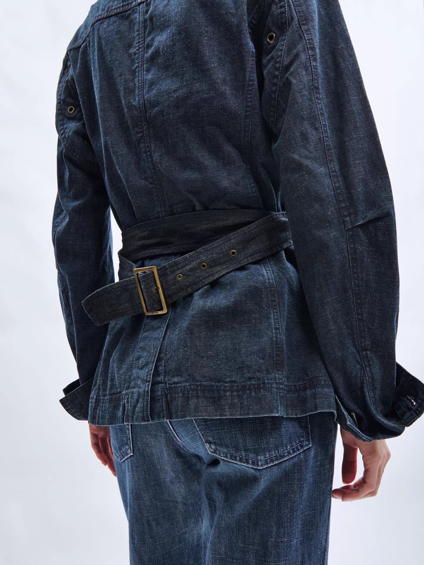 Prada PRADA 00s Linea Rossa Waist Belt Denim Jacket Deep Indigo Size M / US 6-8 / IT 42-44 - 7 Thumbnail