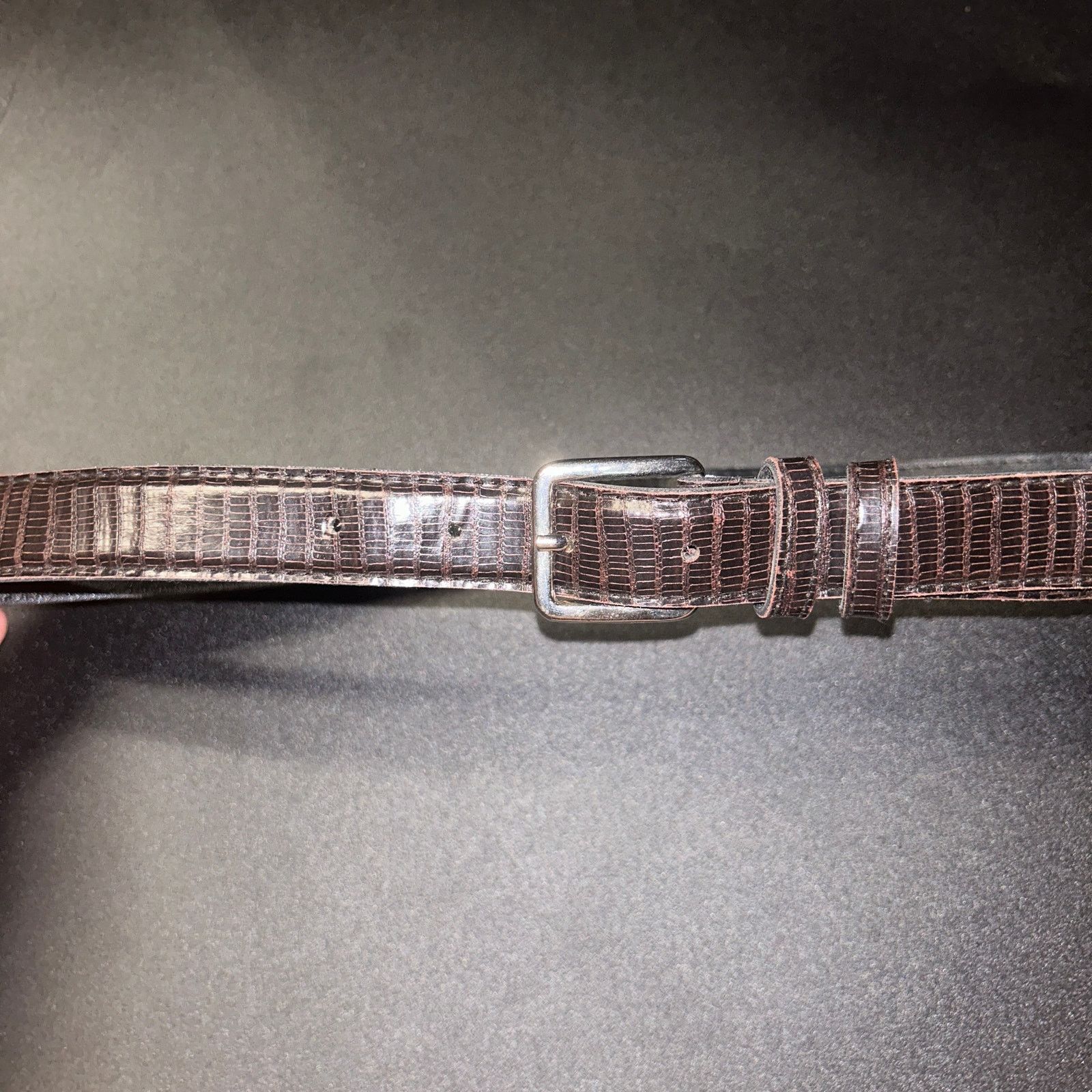 Other Brown Textured Faux Leather Gold-Tone Hardware Belt 37" Size ONE SIZE - 4 Thumbnail