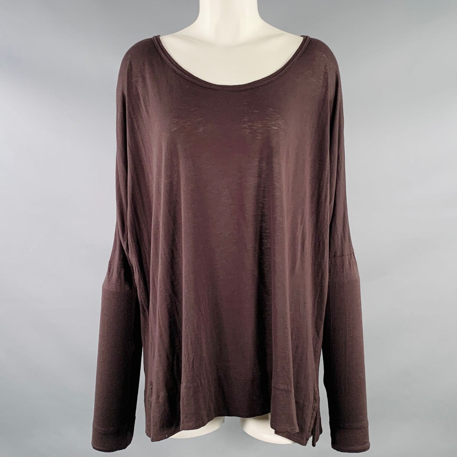 Ann Demeulemeester ANN DEMEULEMEESTER Size M Brown Jersey Scoop Neck Casual Top Size S / US 4 / IT 40 - 1 Thumbnail
