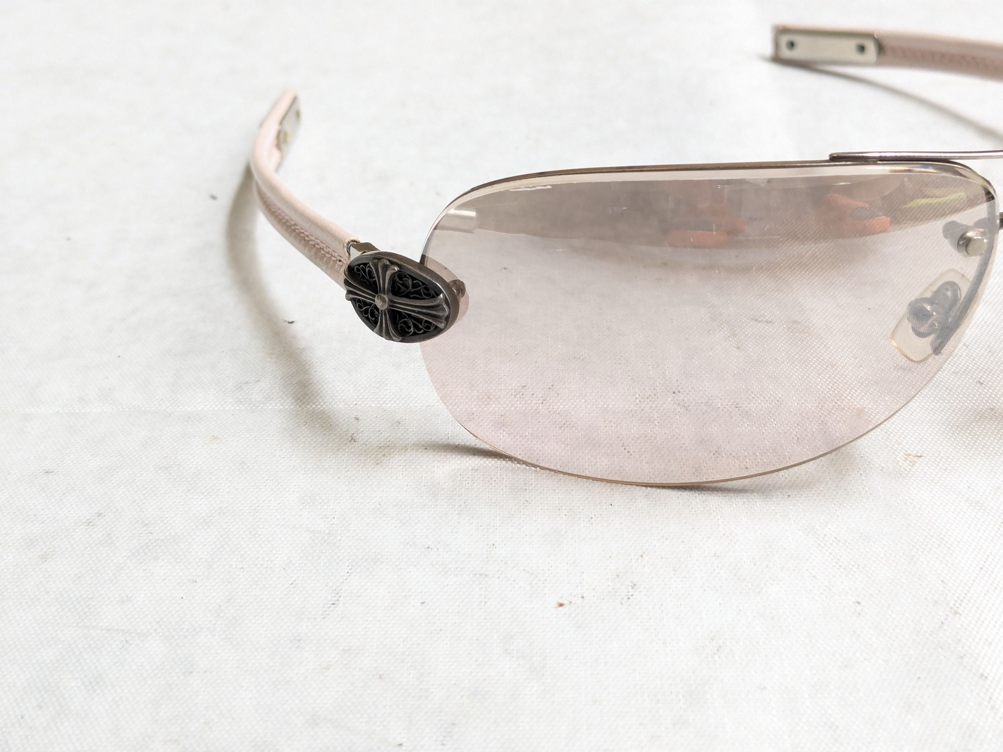 Chrome Hearts Chrome Hearts Classic Oval Sunglasses Pink Leather Sterling Size ONE SIZE - 4 Thumbnail