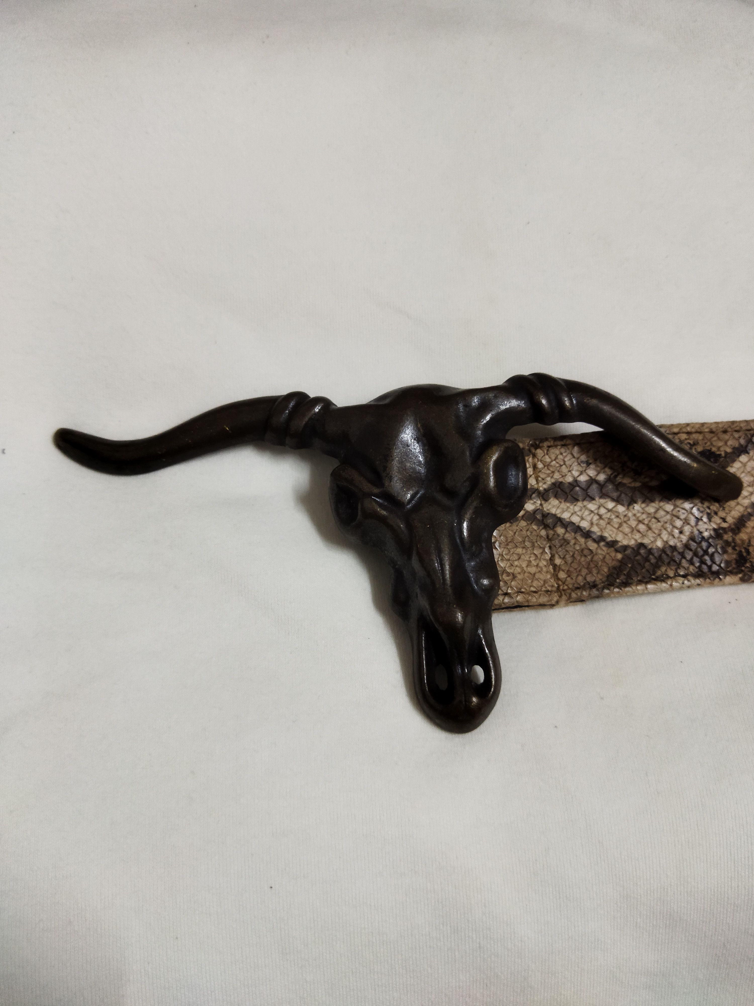 Vintage Vintage Skull Bull Snake Skin Belt Size ONE SIZE - 2 Thumbnail