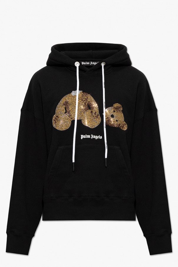 image of Palm Angels O1Mle0424 Sequins Bear Hoodie In Black, Men's (Size XL)