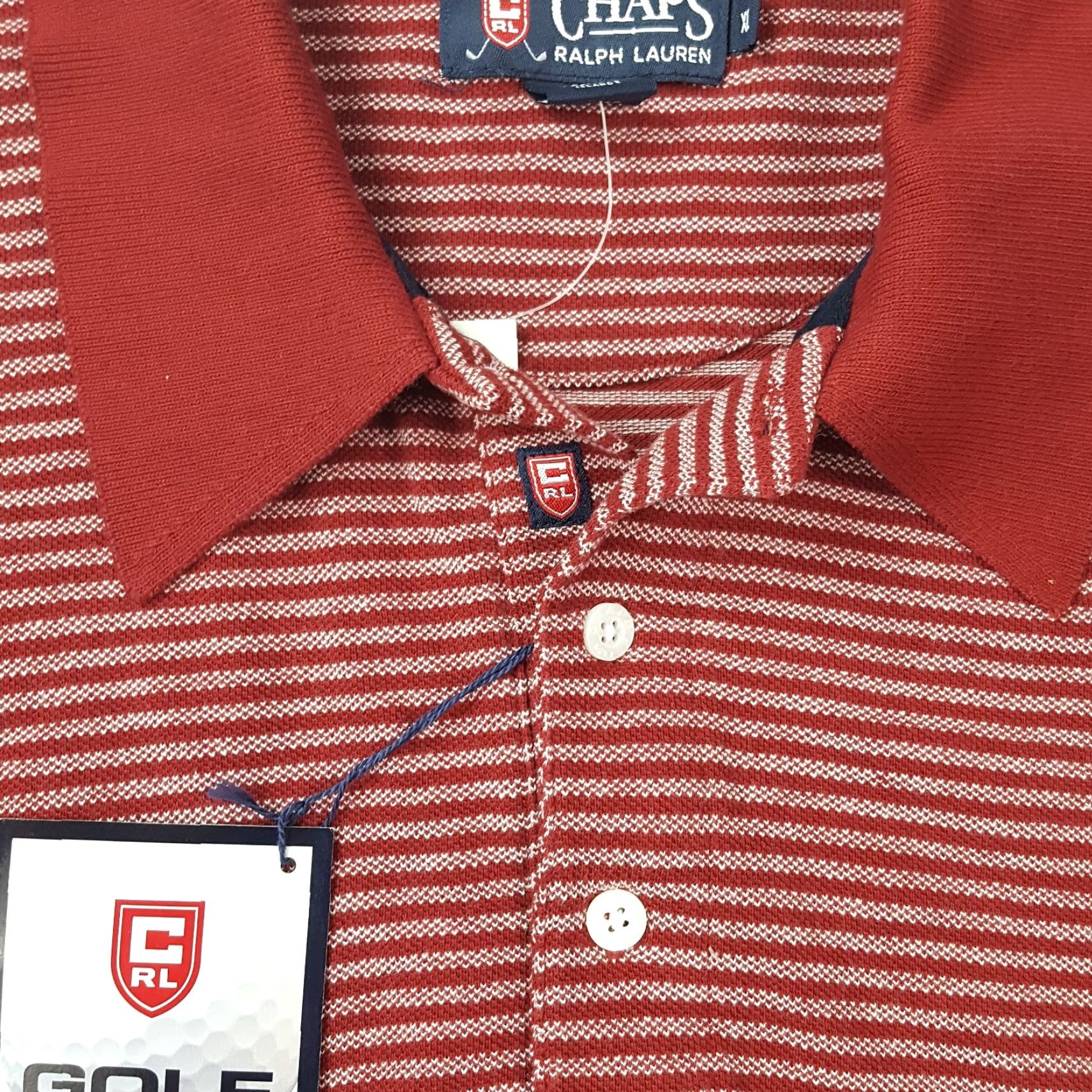 Ralph Lauren VINTAGE Ralph Lauren Polo Shirt Chaps Golf Red Striped XL Mens Short Sleeve Polo Shirt PGA 90s Casual Sports Retro Golf Size US XL / EU 56 / 4 - 3 Thumbnail