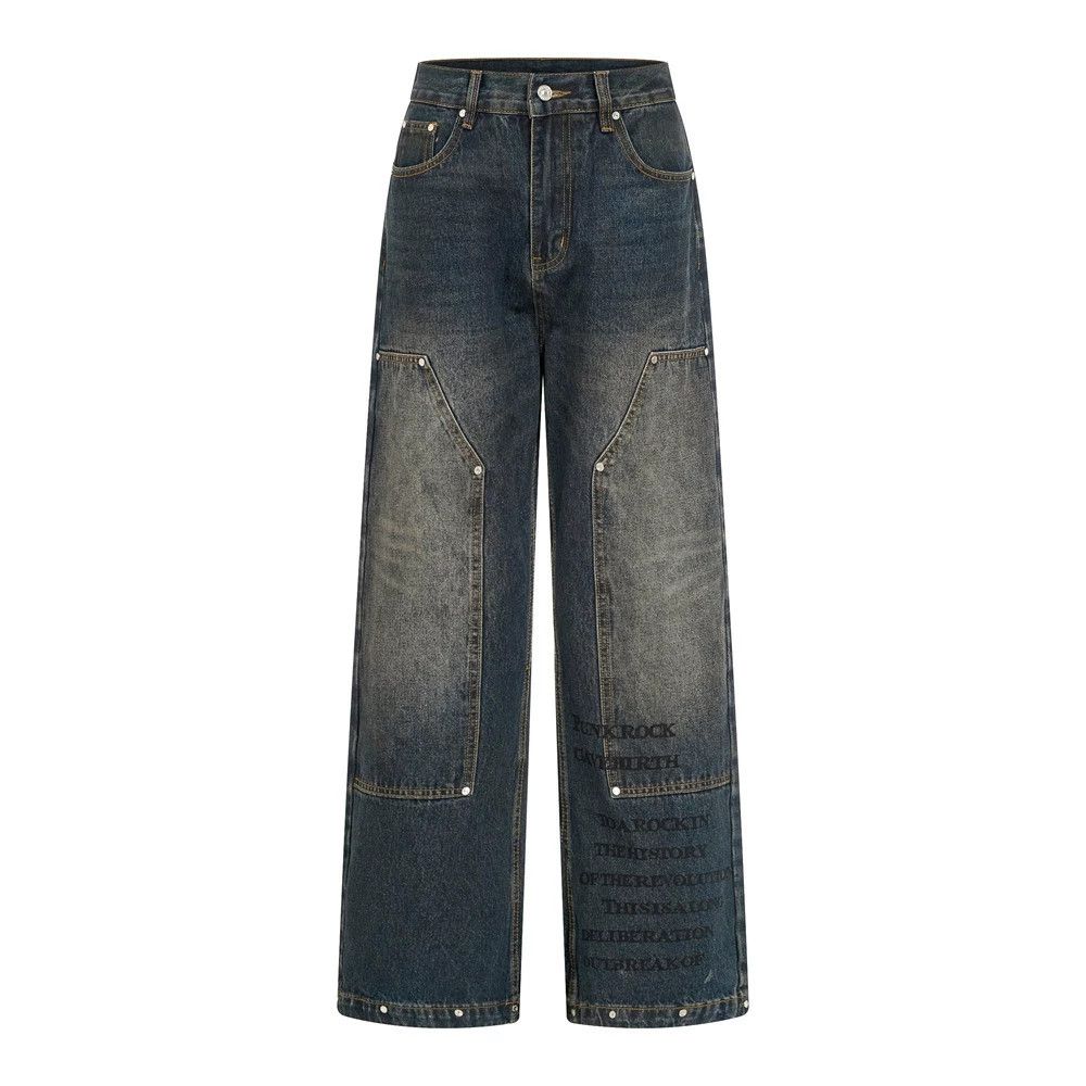 Vintage Men's high street trend casual washed distressed jeans Size US 32 / EU 48 - 1 Thumbnail