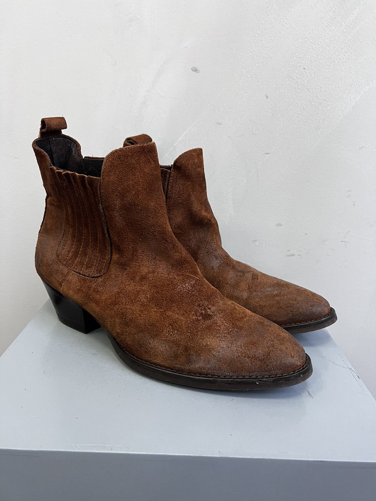 14th Addiction × KMRii Leather JAPANESE HIGH AVANT-GARDE Boots RICK OWENS STYLE Size US 7.5 / EU 40-41 - 7 Thumbnail