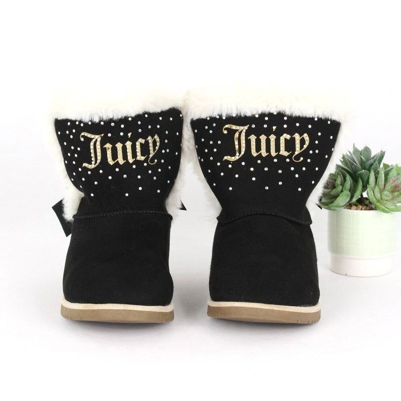 Juicy Couture Juicy Couture Girls Faux Fur Winter Boots – Black Sparkle Size US 4 / IT 34 - 3 Thumbnail
