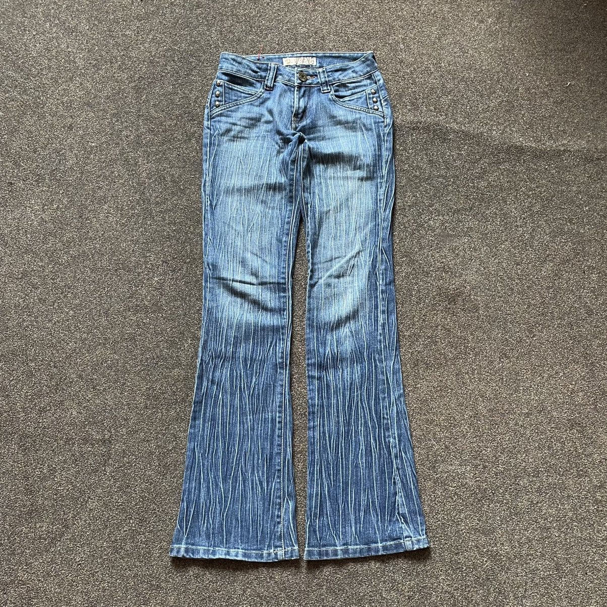 Vintage Vintage 90s Y2K Baggy Flared Jeans Skate Thrashed Logo 33 Size 33" - 1 Thumbnail