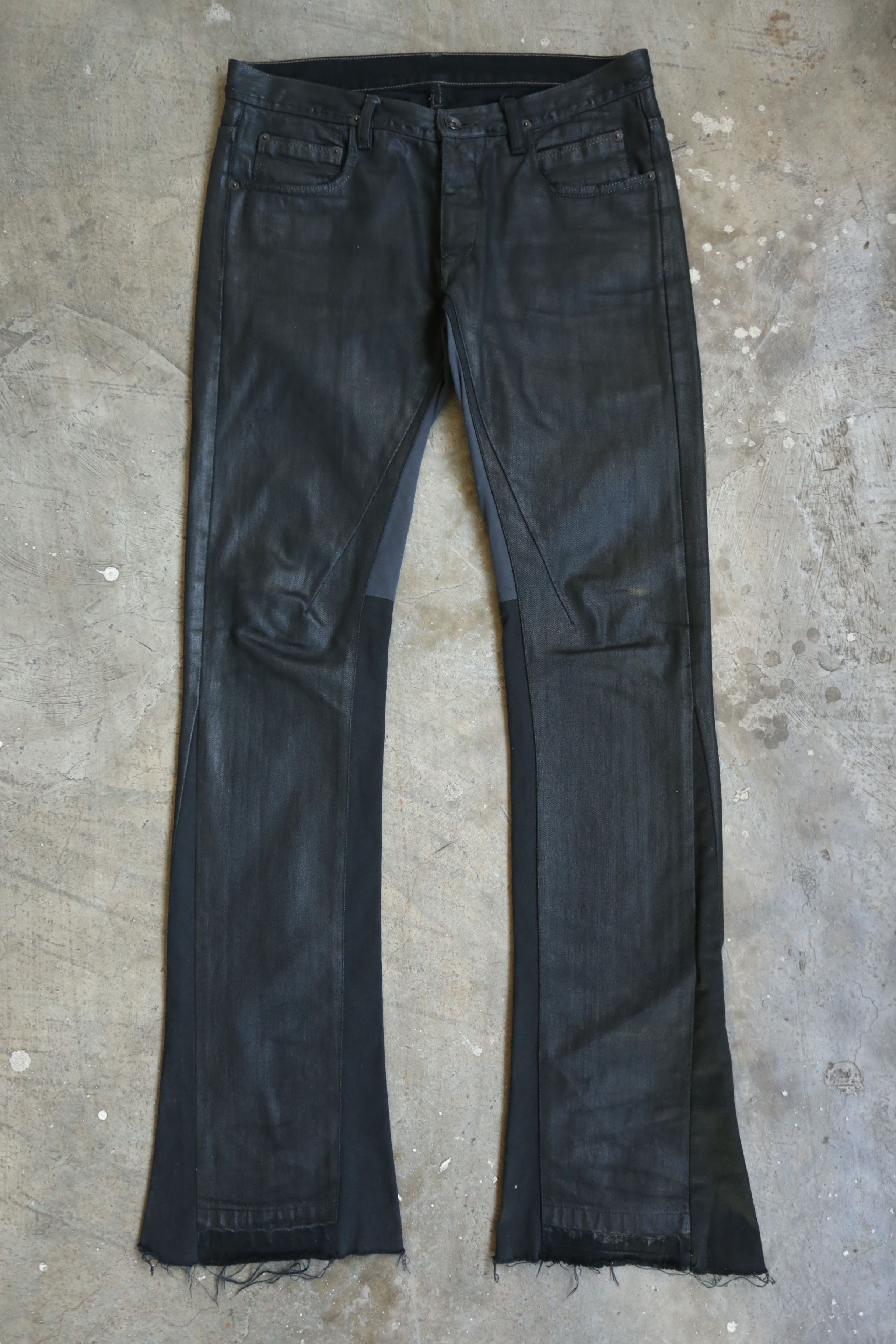 Rick Owens Drkshdw RO DRKSHDW - Detroit Cut Deconstructed Waxed Denim Jean Size US 30 / EU 46 - 1 Thumbnail