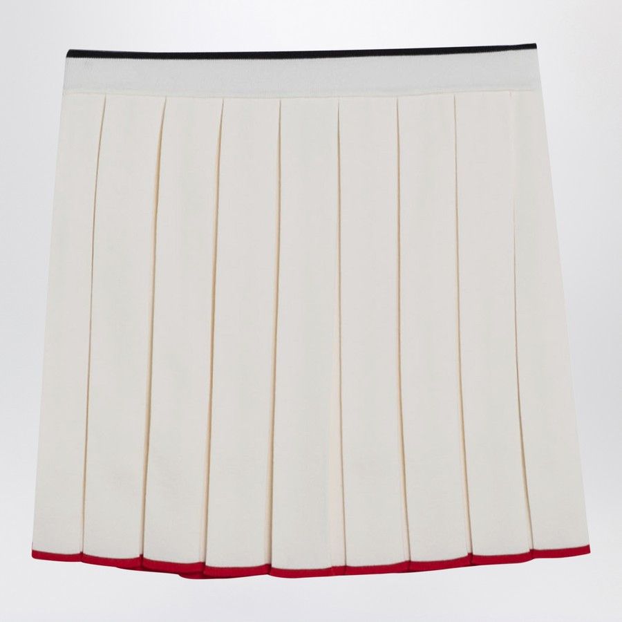 Thom Browne o1d2blof1024 Wool-Blend Pleated Mini Skirt in White Size 27" / US 4 / IT 40 - 1 Thumbnail