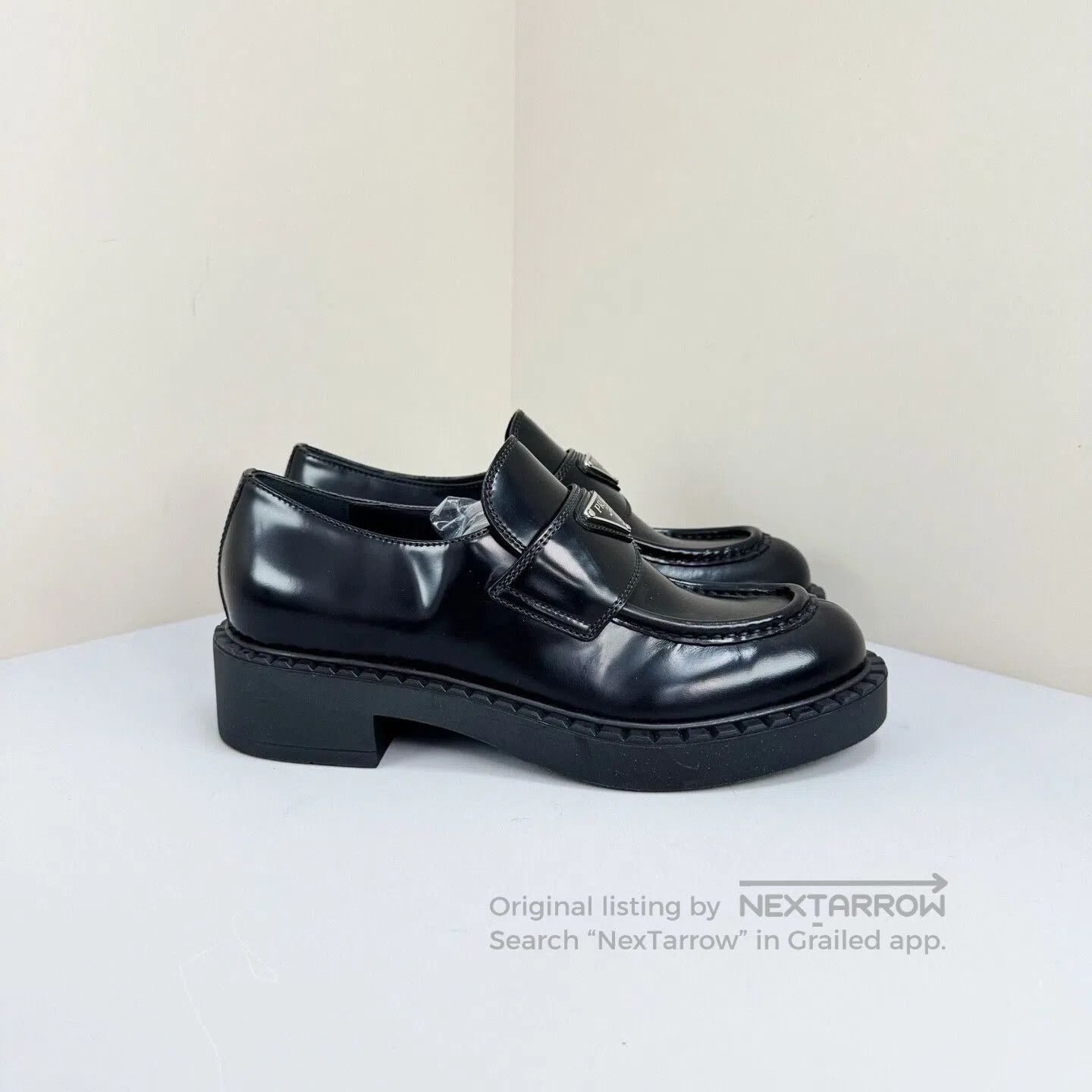 Prada prada black loafer shoes with triangle logo. Size US 6 / IT 36 - 4 Thumbnail