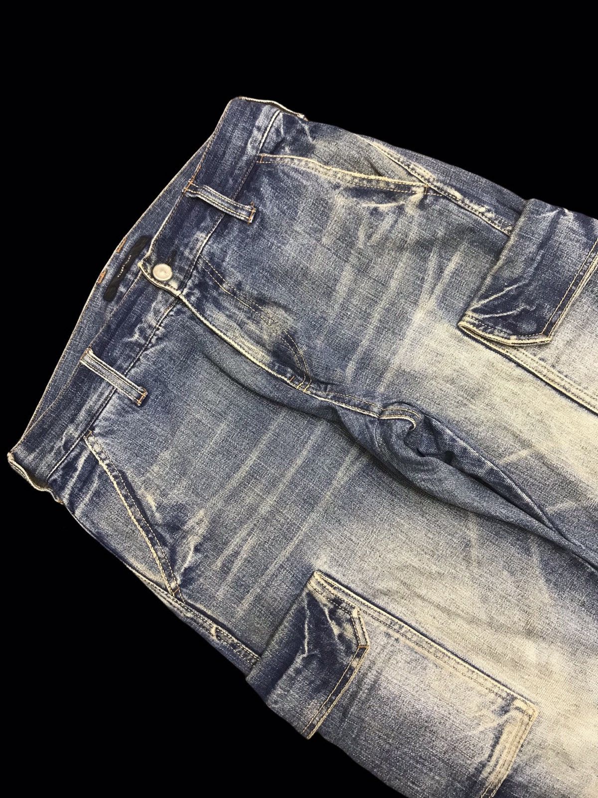Global Work 💥JAPAN STYLE💥RARE GLOBAL WORK BLUE WASH CARGO DENIM F211 Size US 30 / EU 46 - 10 Thumbnail