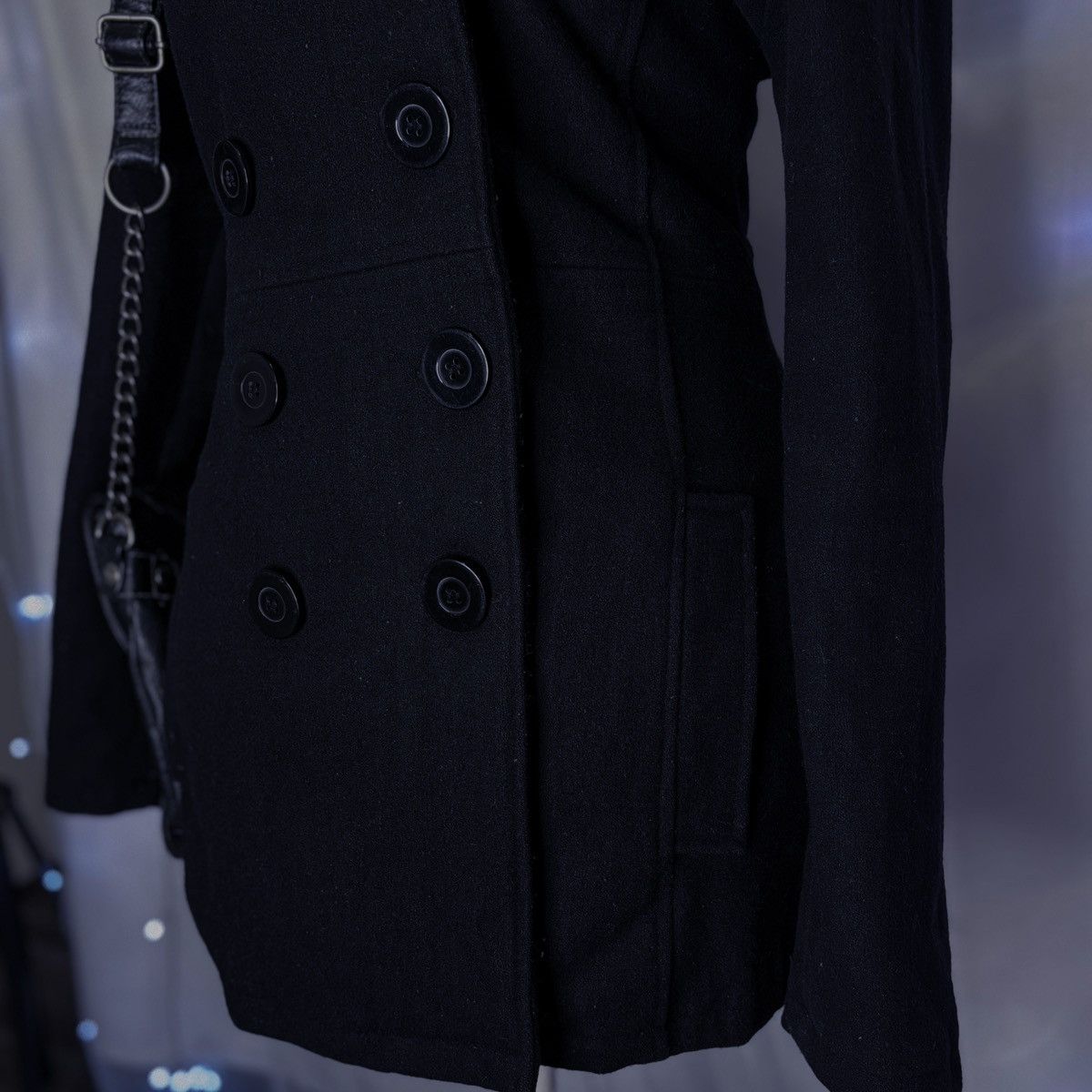 rue21 Vintage Rue 21 Black Wool Blend Coat Size M / US 6-8 / IT 42-44 - 3 Thumbnail